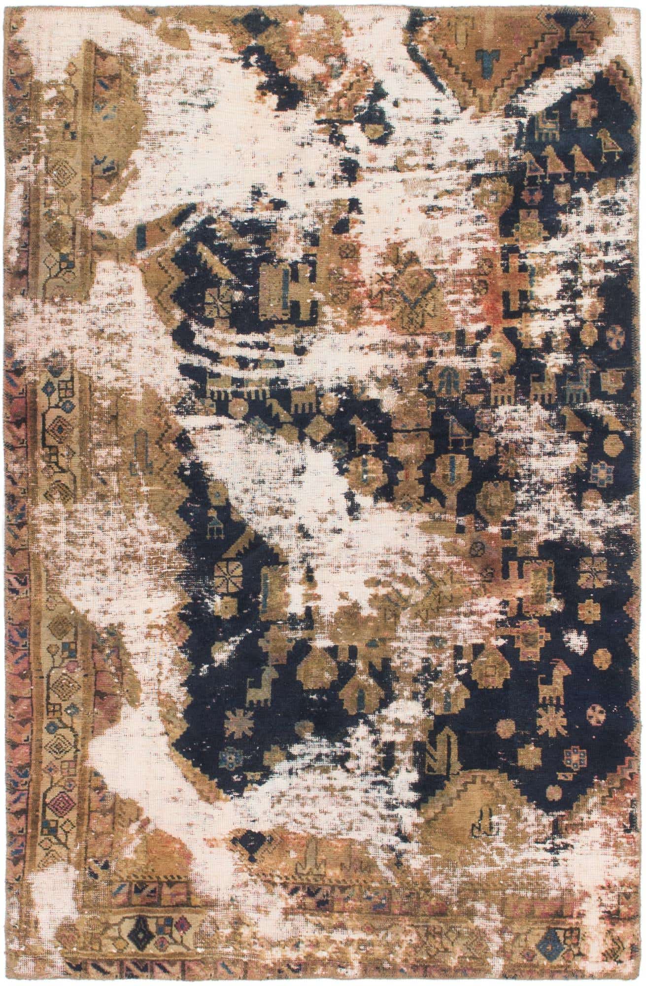 3' 9 x 6' Hand Knotted Ultra Vintage Persian Wool Rug