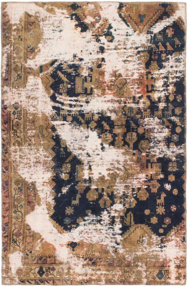 3' 9 x 6' Hand Knotted Ultra Vintage Persian Wool Rug
