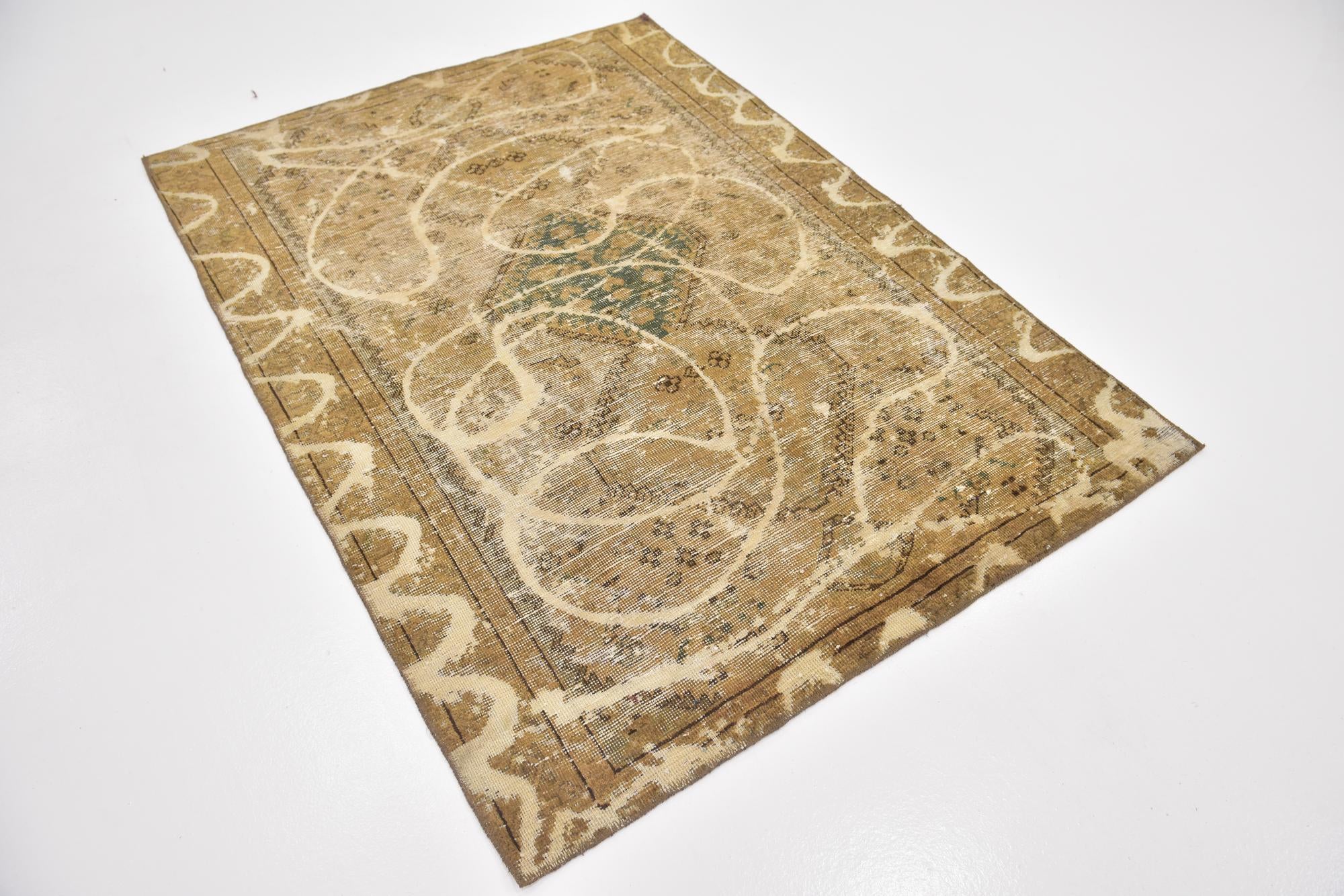 4' 6 x 6' 2 Hand Knotted Ultra Vintage Persian Wool Rug