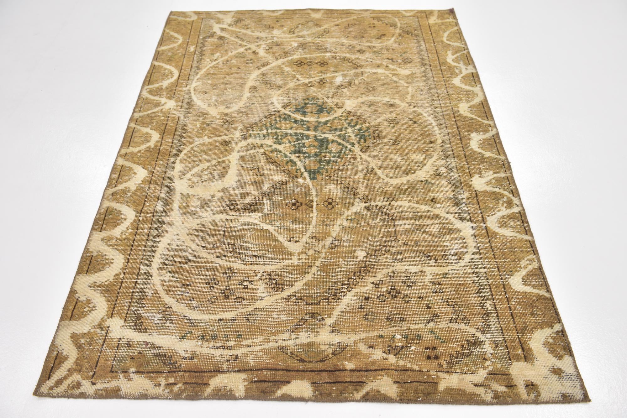 4' 6 x 6' 2 Hand Knotted Ultra Vintage Persian Wool Rug