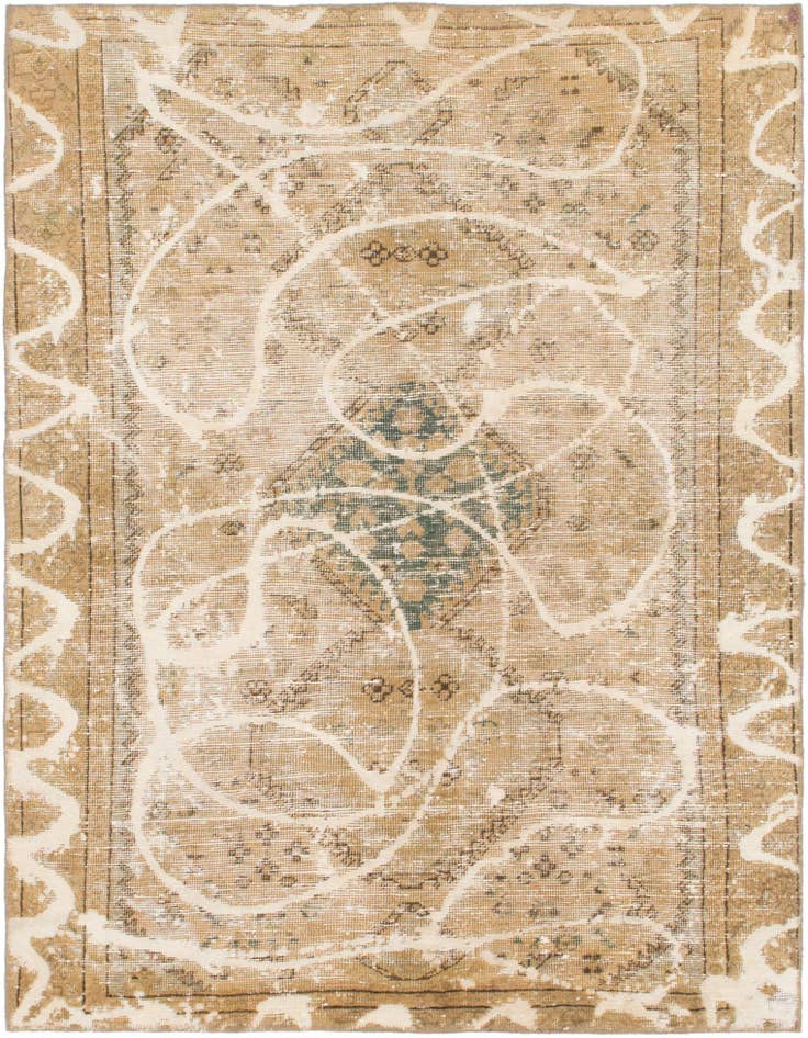Detail image of 4' 6 x 6' 2 Hand Knotted Ultra Vintage Persian Wool Rug