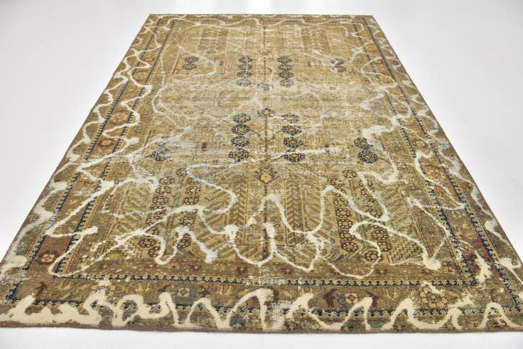 Detail image of 6' 8 x 9' 6 Hand Knotted Ultra Vintage Persian Wool Rug