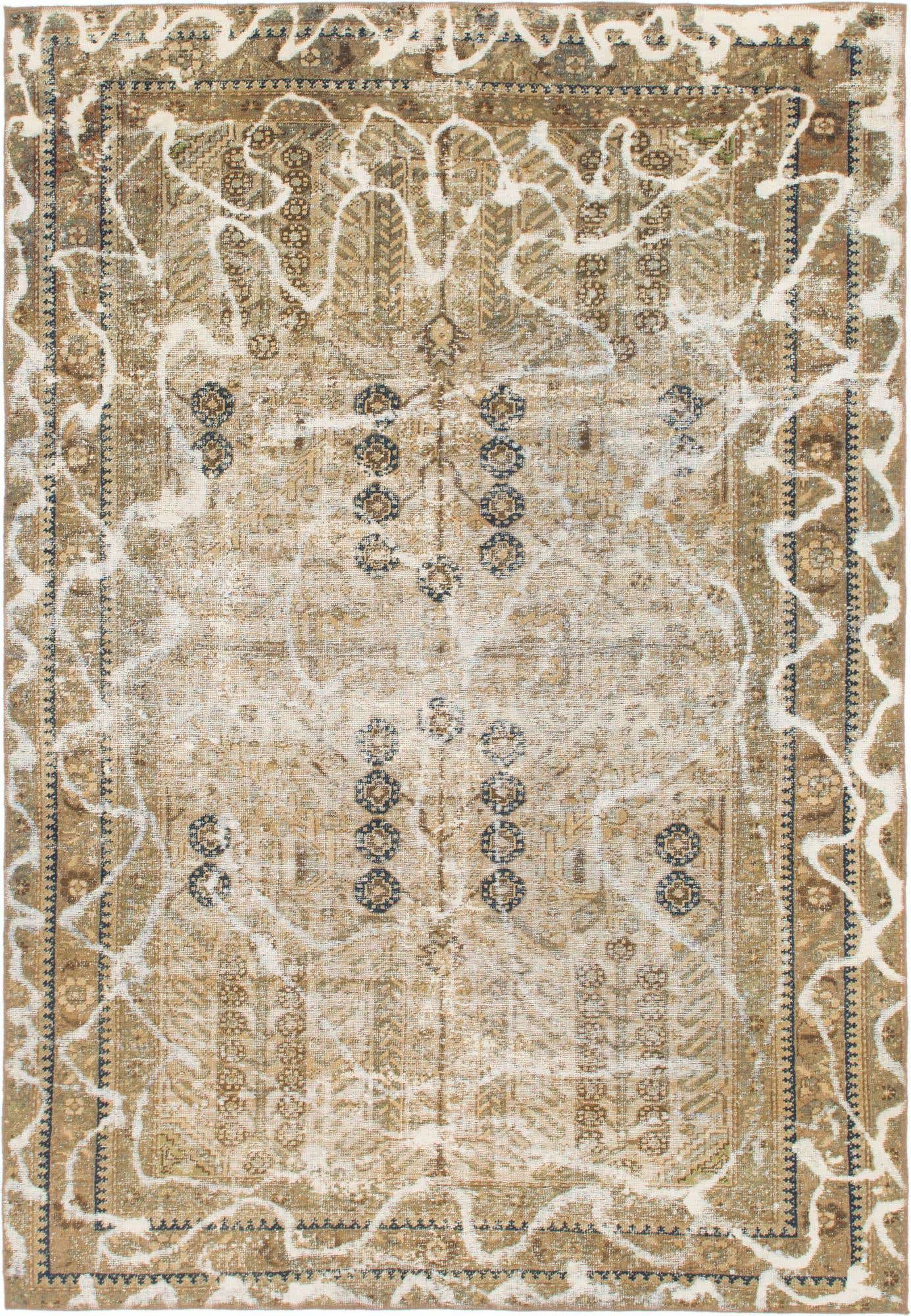 6' 8 x 9' 6 Hand Knotted Ultra Vintage Persian Wool Rug
