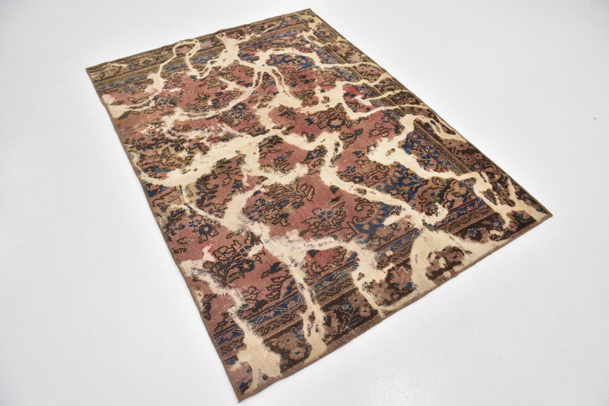 4' 6 x 6' 4 Hand Knotted Ultra Vintage Persian Wool Rug