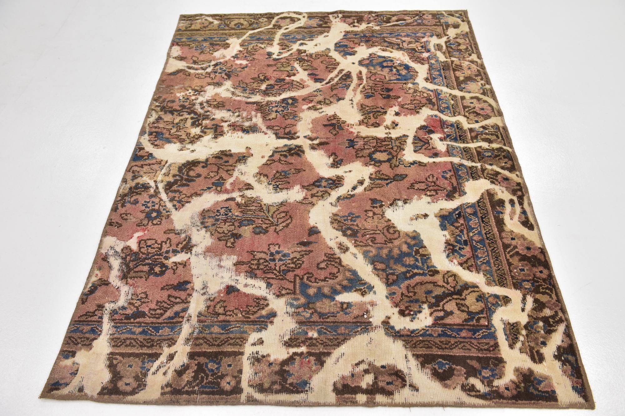 4' 6 x 6' 4 Hand Knotted Ultra Vintage Persian Wool Rug