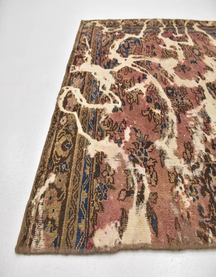 Detail image of 4' 6 x 6' 4  Hand Knotted Ultra Vintage Persian Wool Rug