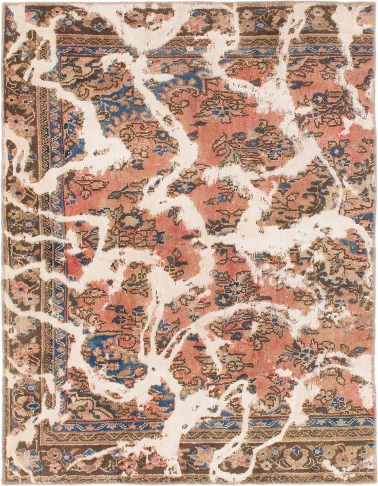Detail image of 4' 6 x 6' 4 Hand Knotted Ultra Vintage Persian Wool Rug