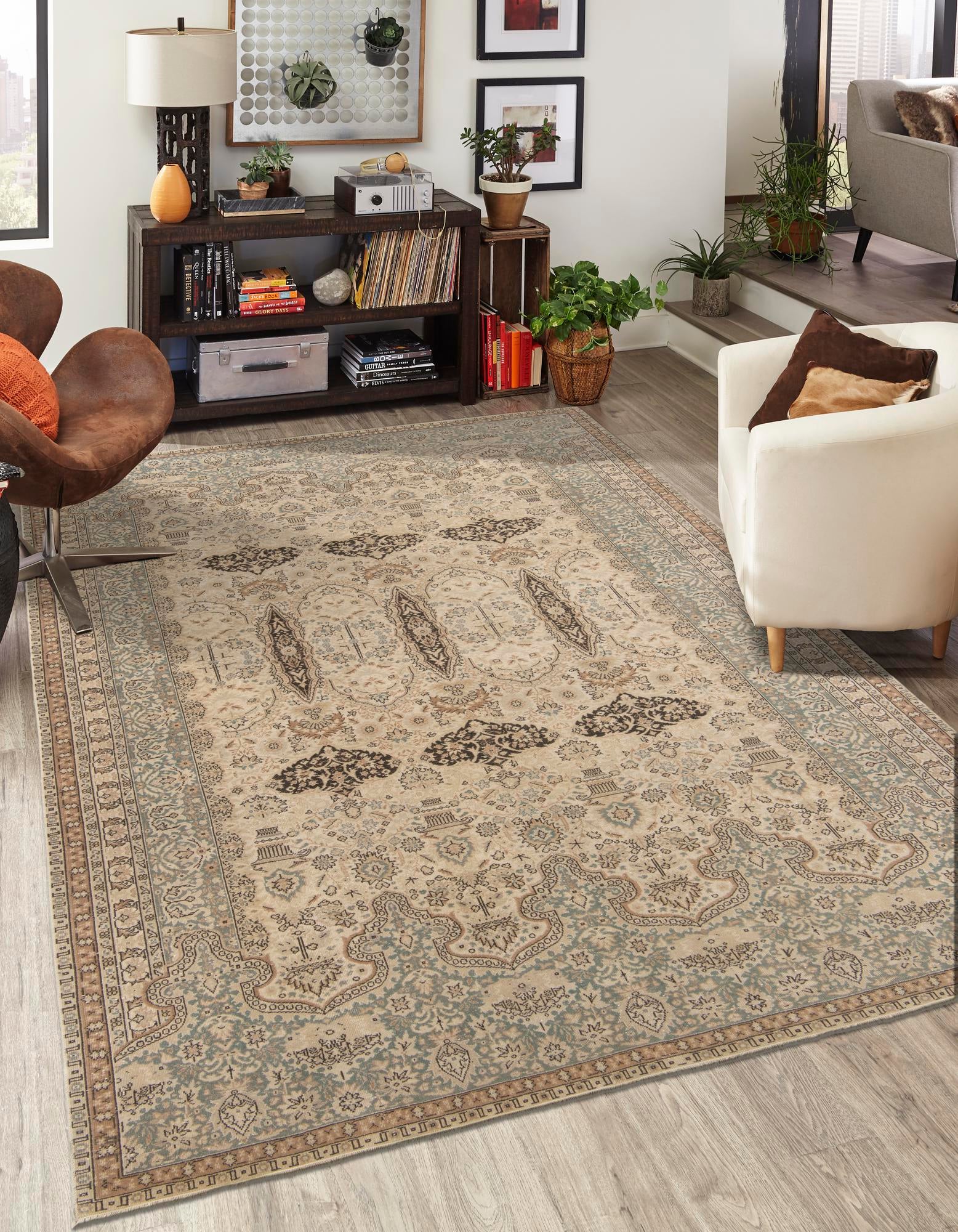 6' 10 x 10' 4 Hand Knotted Ultra Vintage Persian Wool Rug