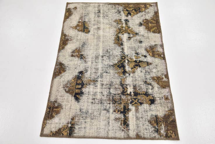 Detail image of 2' 10 x 4' Hand Knotted Ultra Vintage Persian Wool Rug