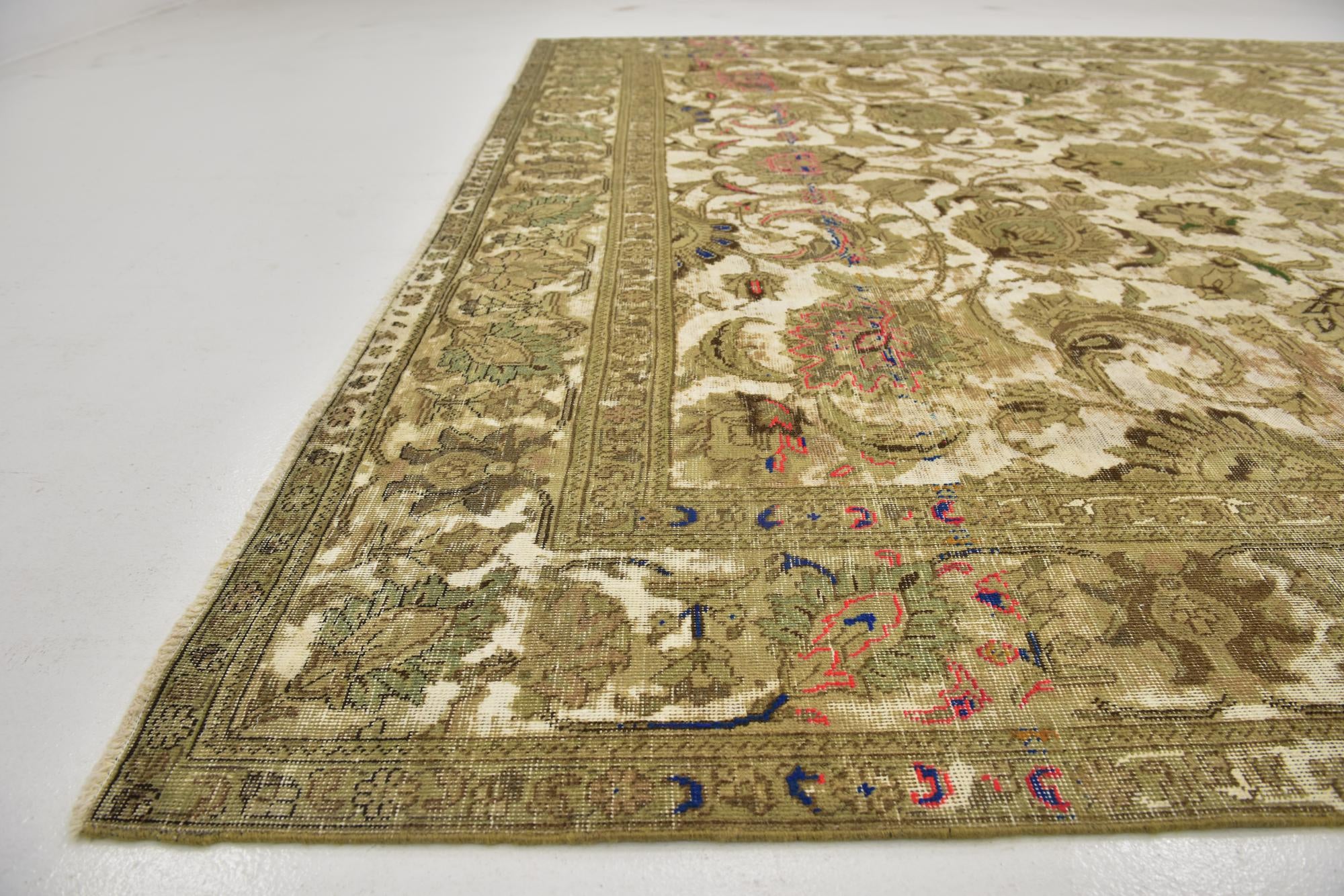 9' 8 x 12' 10 Hand Knotted Ultra Vintage Persian Wool Rug