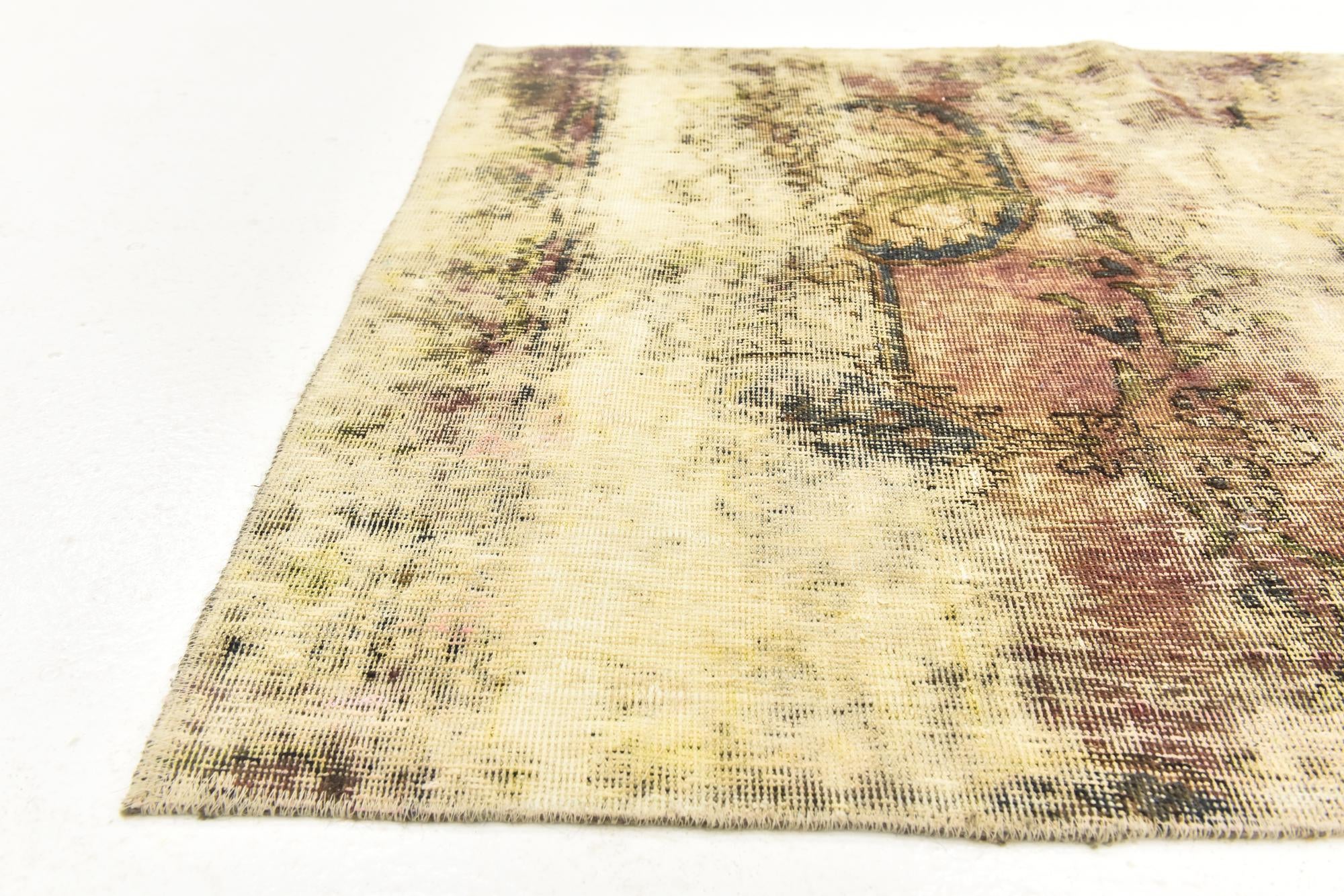 3' 5 x 4' 2 Hand Knotted Ultra Vintage Persian Wool Rug