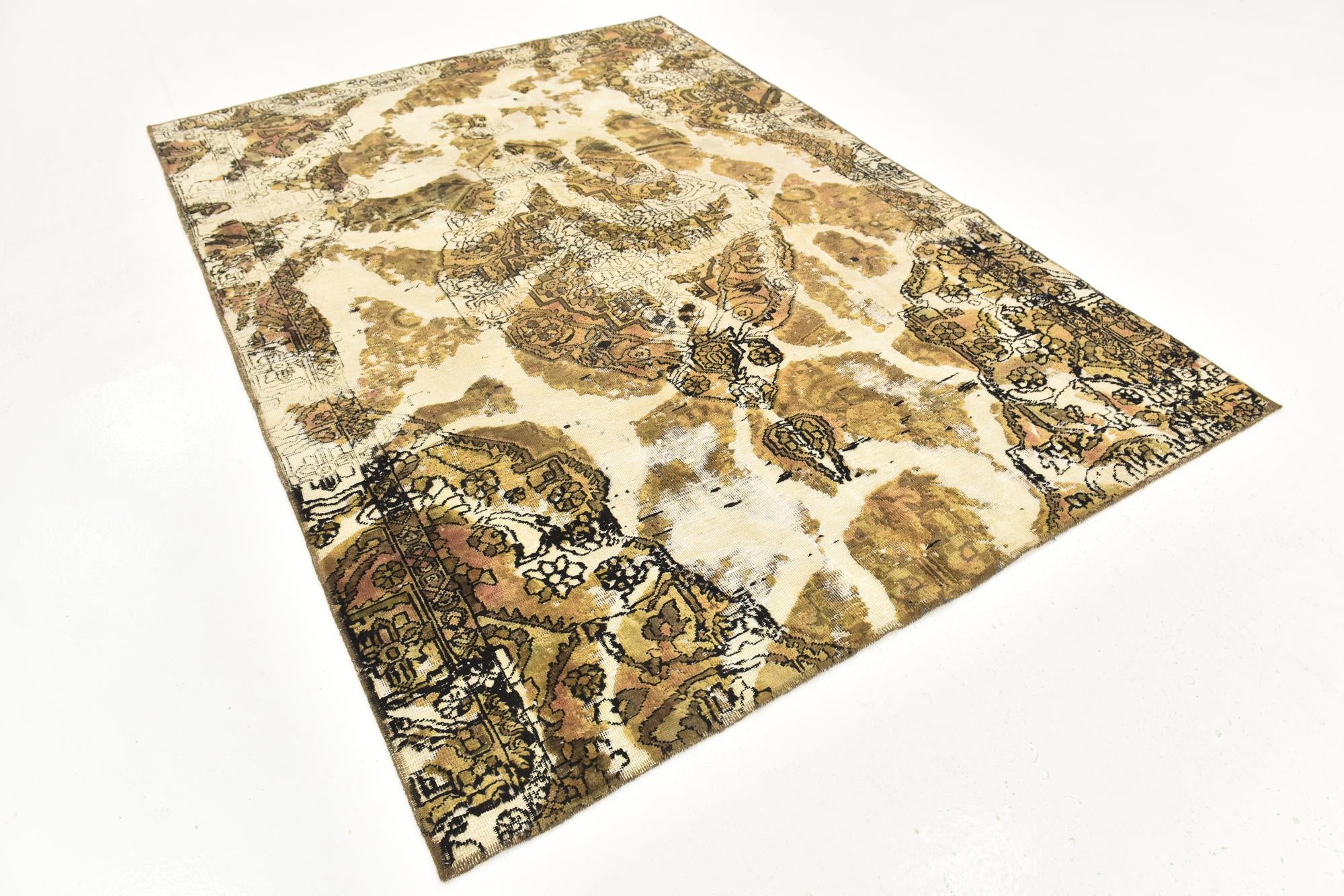 6' x 8' 8 Hand Knotted Ultra Vintage Persian Wool Rug