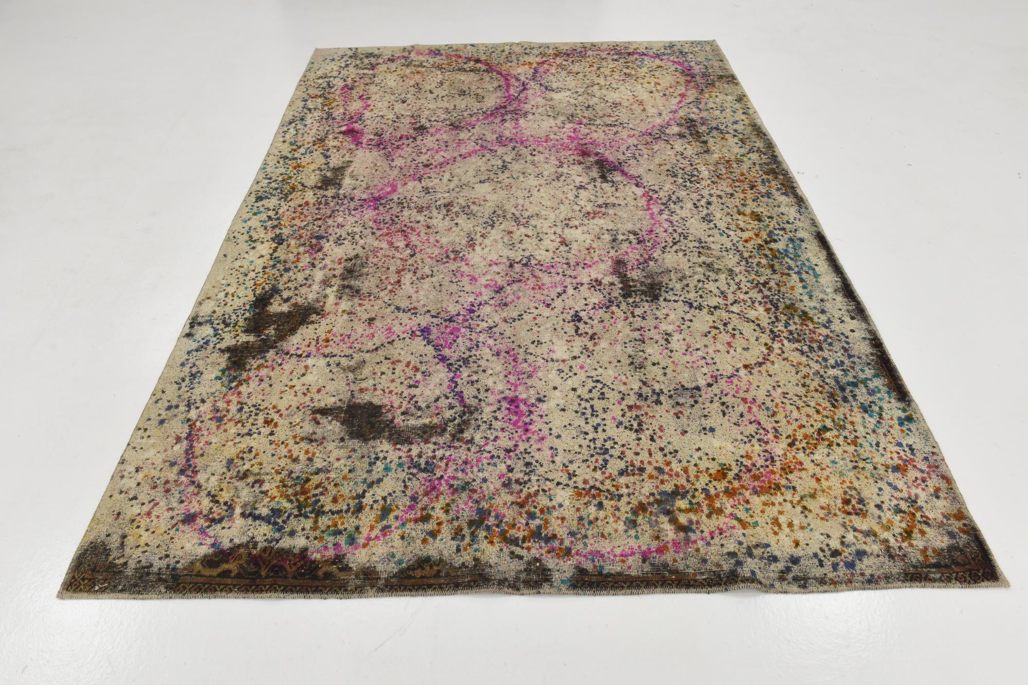 6' 7 x 9' 6 Hand Knotted Ultra Vintage Persian Wool Rug