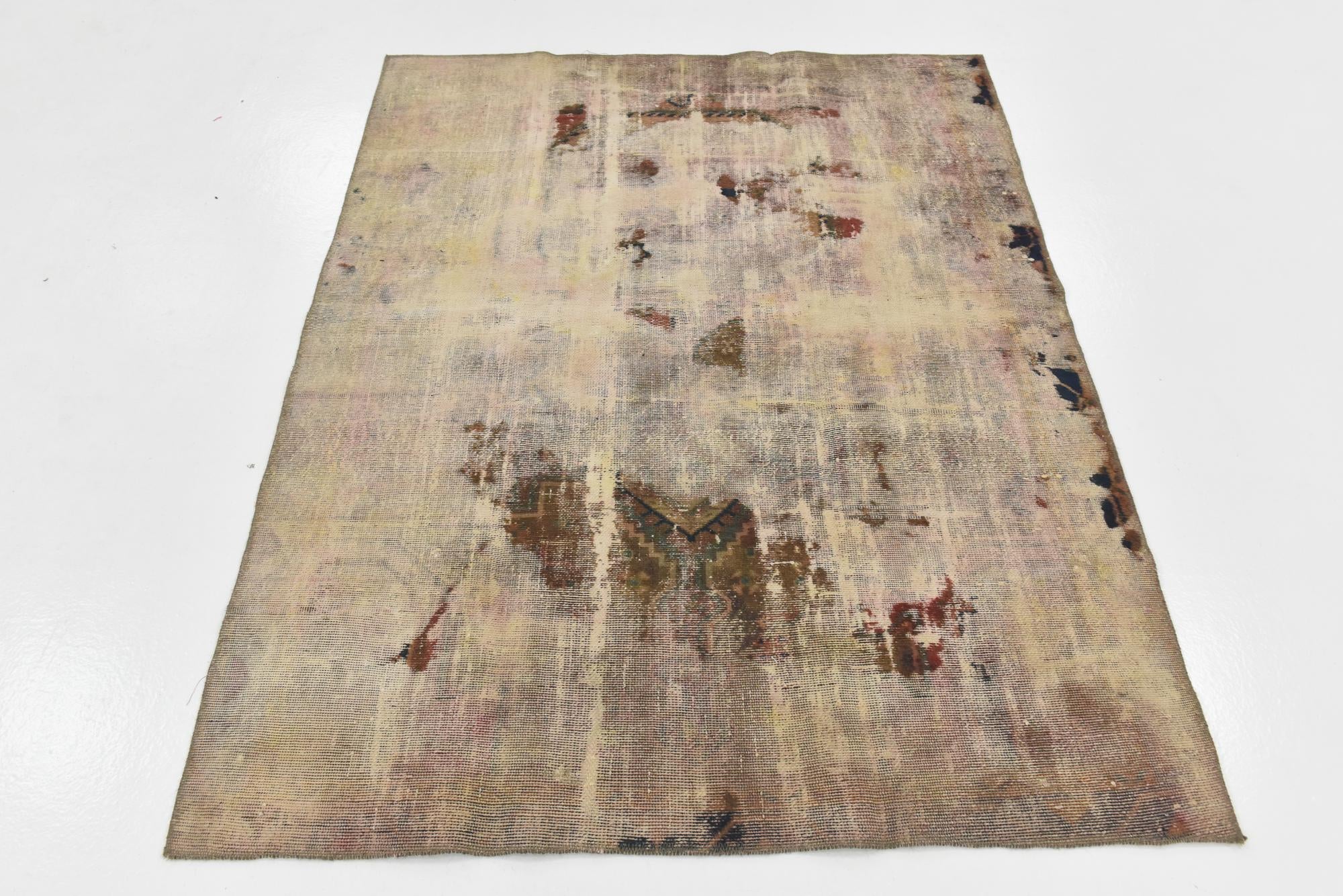 4' 7 x 6' Hand Knotted Ultra Vintage Persian Wool Rug
