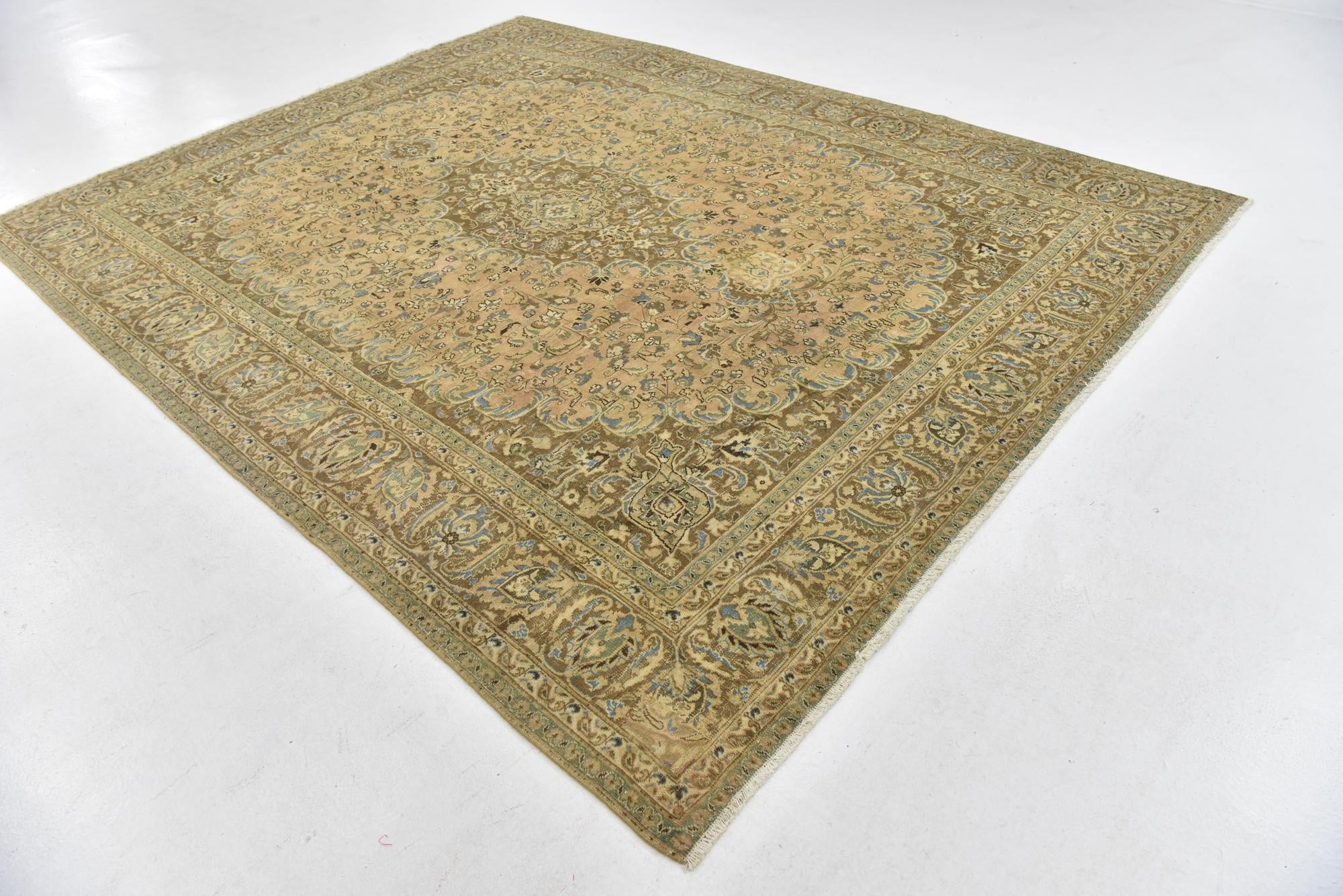 9' 5 x 12' 1 Hand Knotted Ultra Vintage Persian Wool Rug