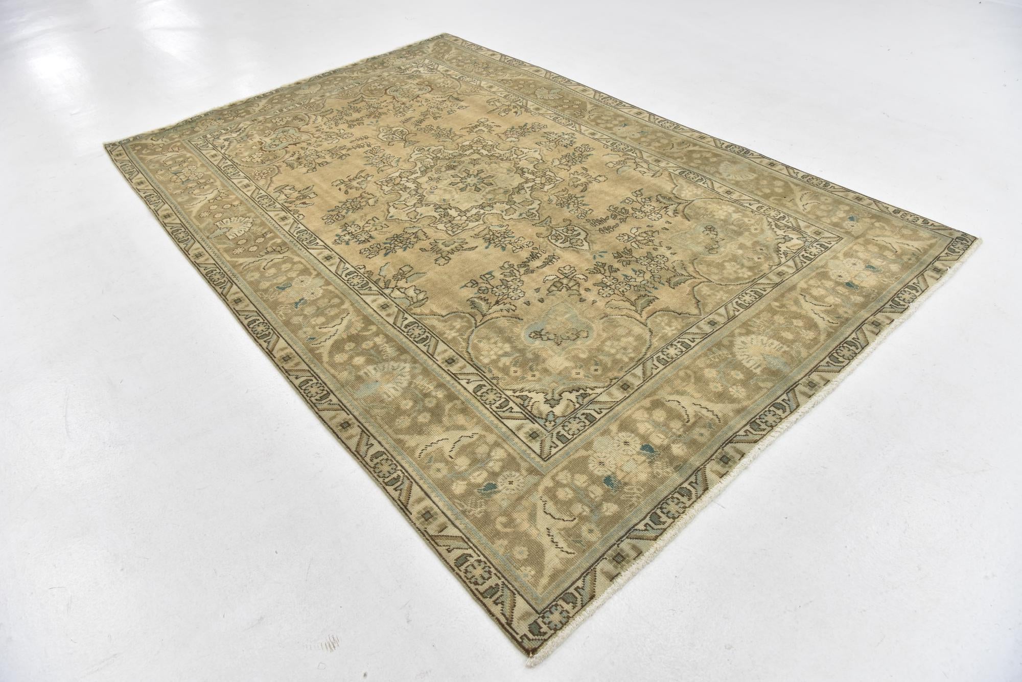 6' 5 x 9' 9 Hand Knotted Ultra Vintage Persian Wool Rug