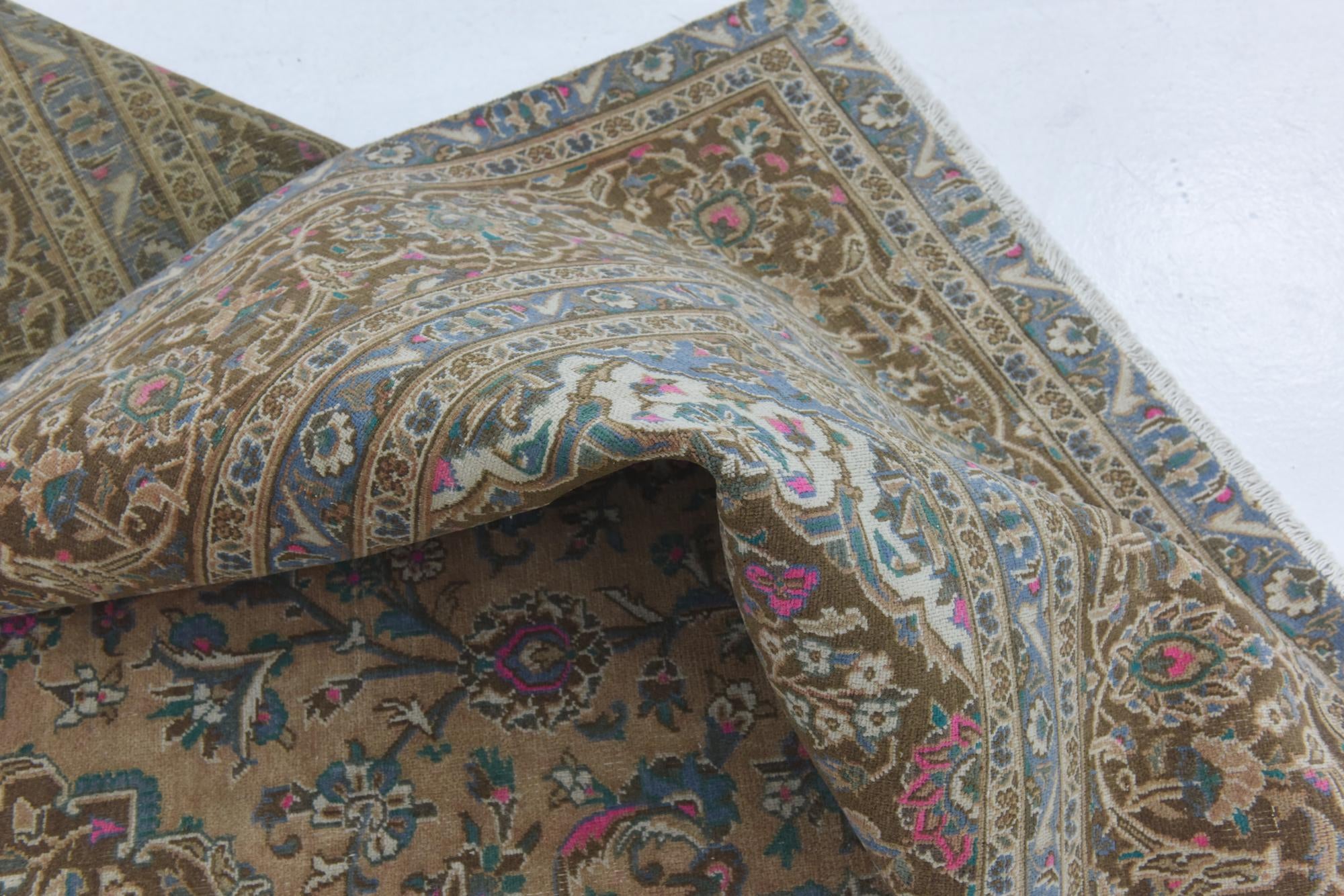 9' x 12' 3 Hand Knotted Ultra Vintage Persian Wool Rug