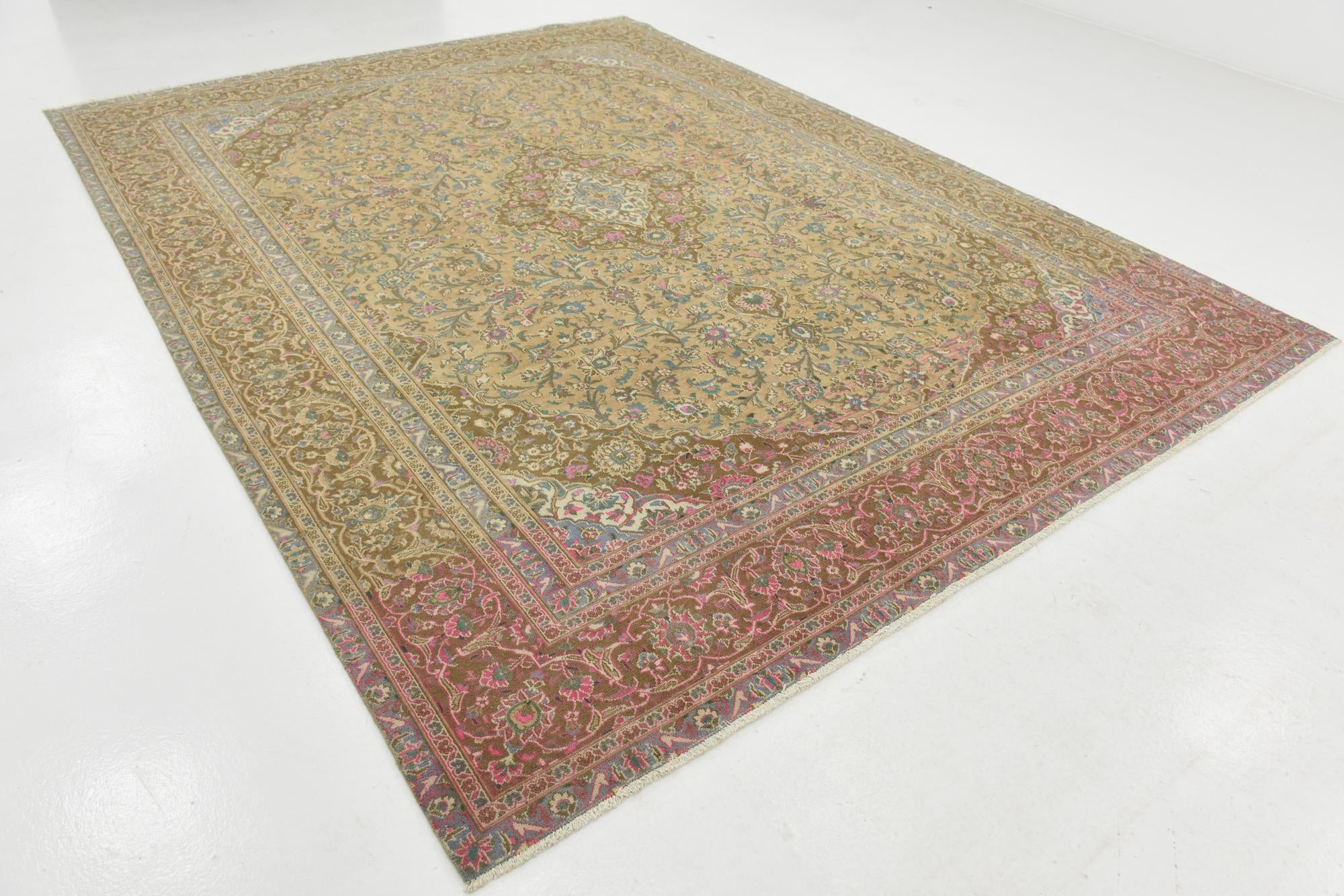 9' x 12' 3 Hand Knotted Ultra Vintage Persian Wool Rug
