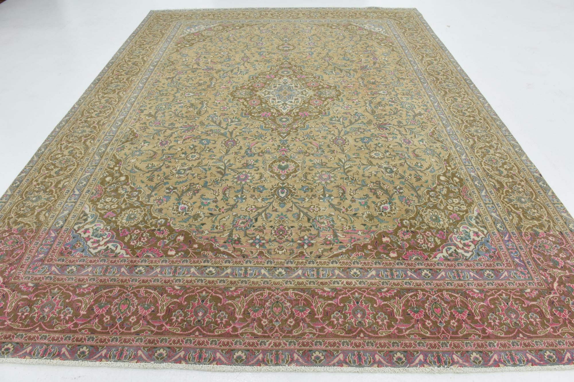 9' x 12' 3 Hand Knotted Ultra Vintage Persian Wool Rug