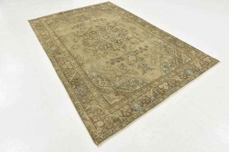 Detail image of 6' 3 x 9' Hand Knotted Ultra Vintage Persian Wool Rug