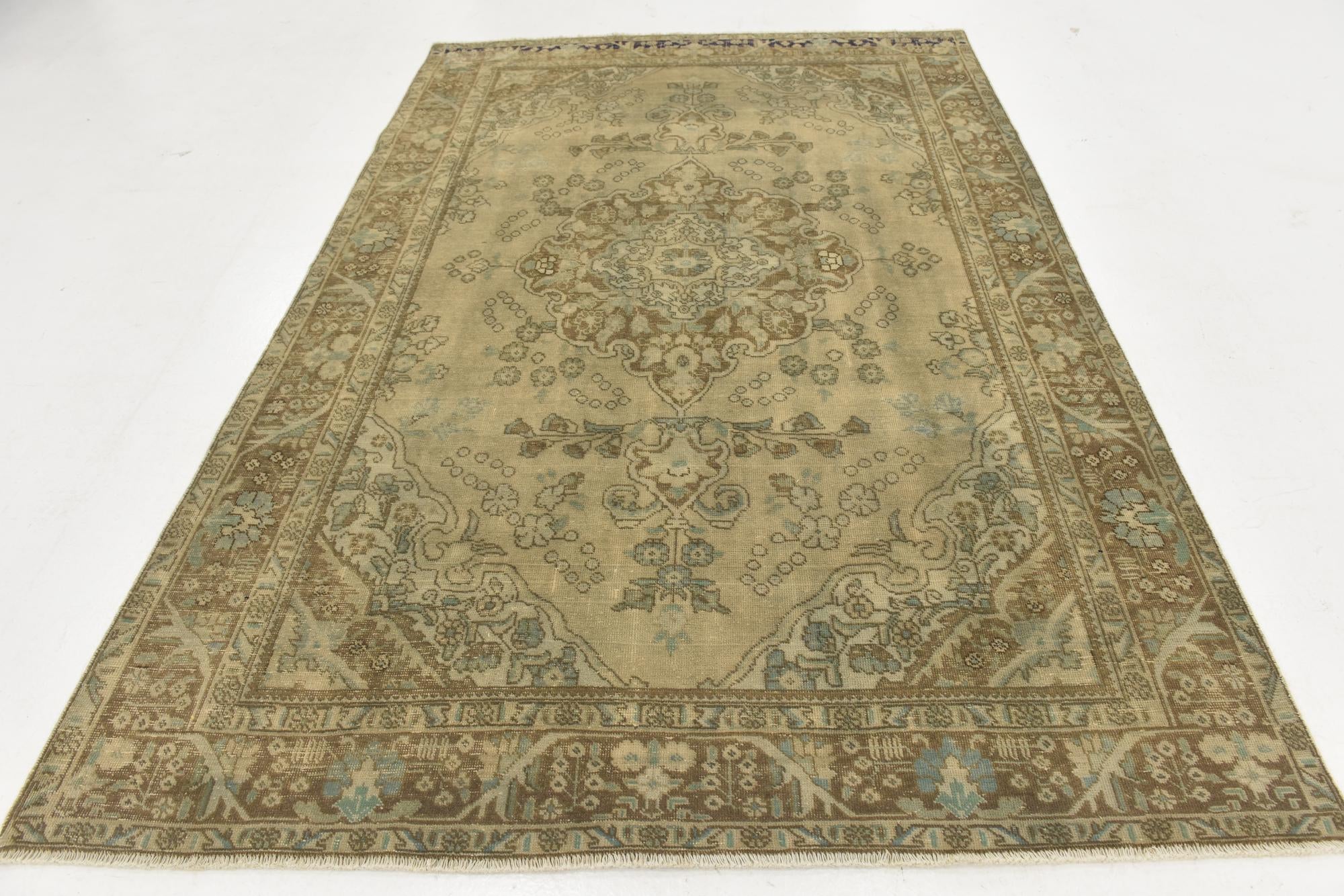 190cm x 275cm anudado a mano Ultra Vintage Alfombra Persa Lana