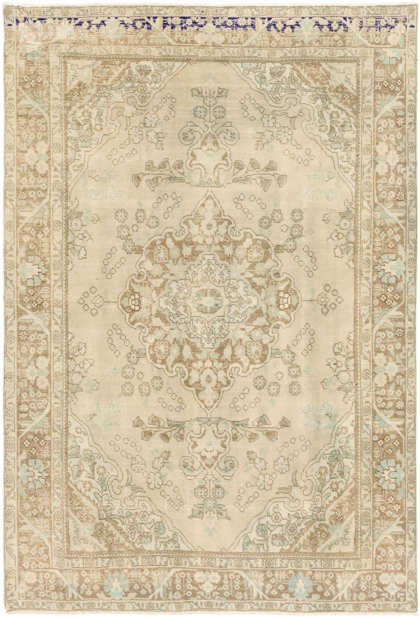 6' 3 x 9' Hand Knotted Ultra Vintage Persian Wool Rug