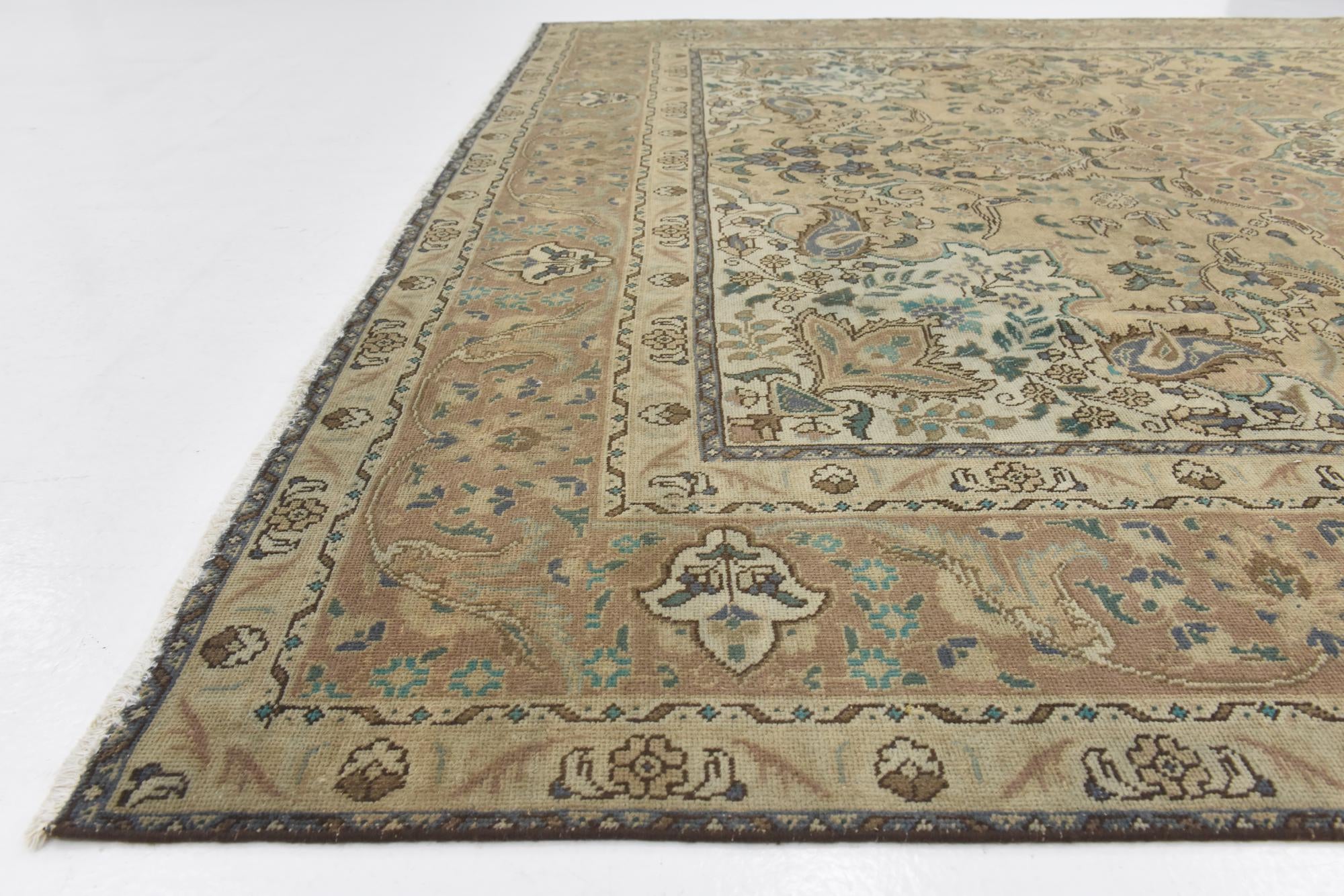 9' 9 x 12' 6 Hand Knotted Ultra Vintage Persian Wool Rug