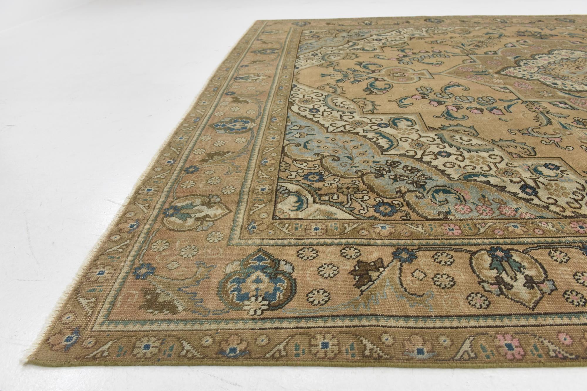 9' 8 x 12' 3 Hand Knotted Ultra Vintage Persian Wool Rug