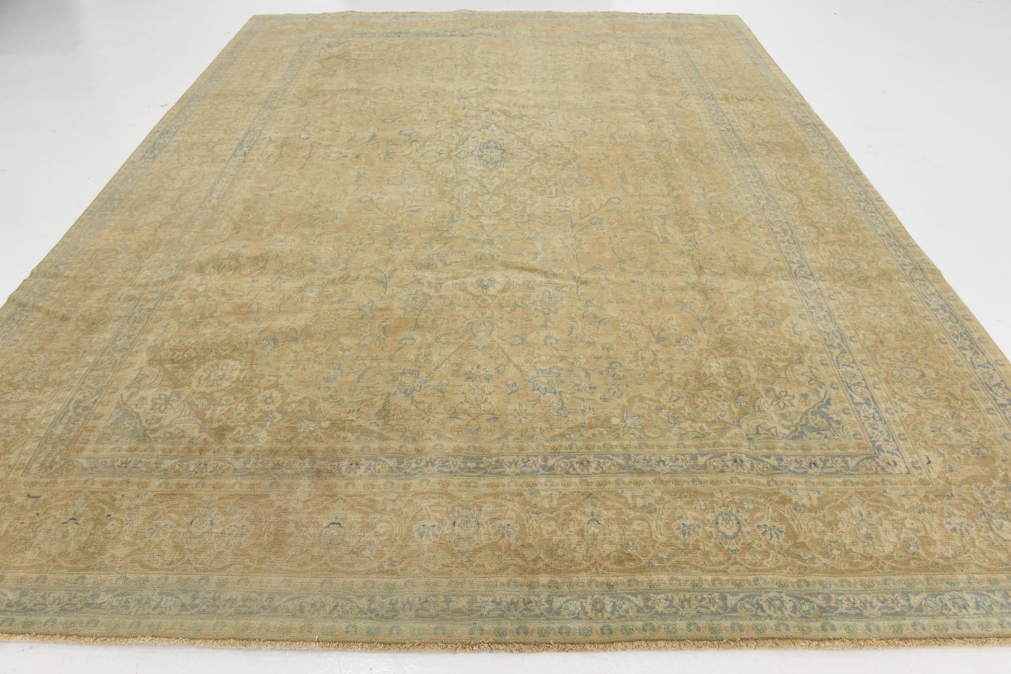 9' 8 x 12' 7 Hand Knotted Ultra Vintage Persian Wool Rug