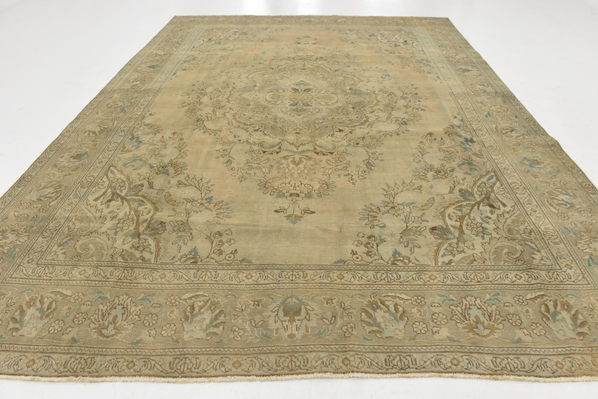 9' 10 x 13' Hand Knotted Ultra Vintage Persian Wool Rug