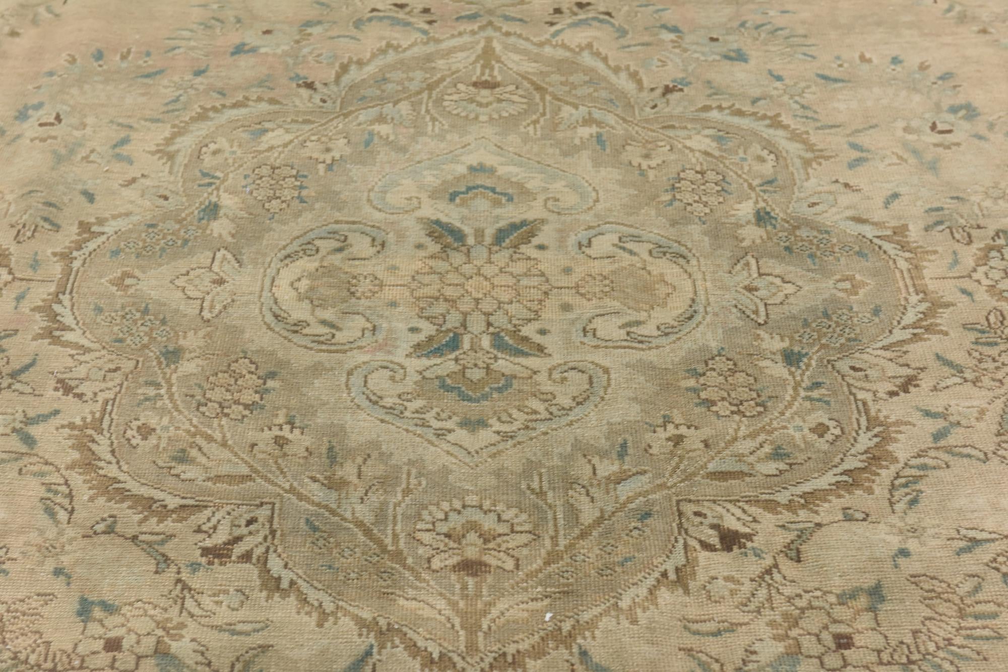 9' 10 x 13' Hand Knotted Ultra Vintage Persian Wool Rug