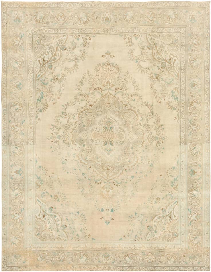 Detail image of 9' 10 x 13' Hand Knotted Ultra Vintage Persian Wool Rug