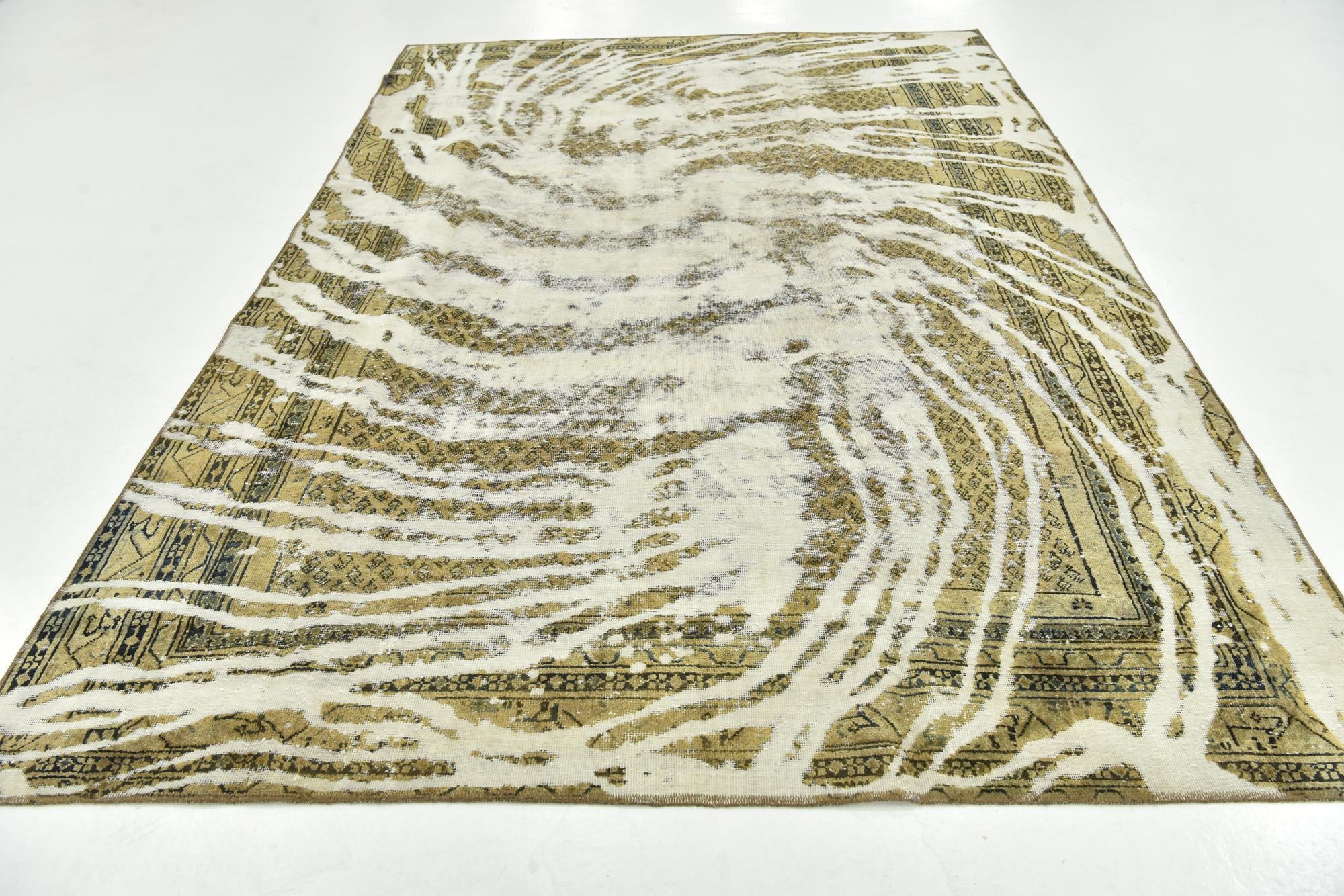 7' x 10' 4 Hand Knotted Ultra Vintage Persian Wool Rug