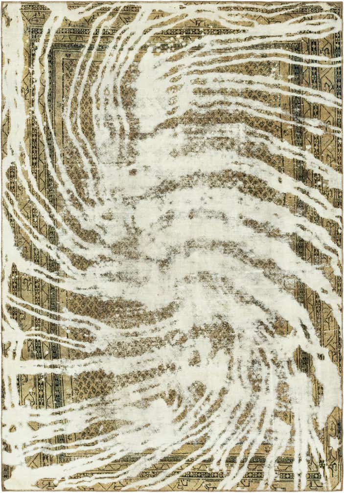 7' x 10' 4 Hand Knotted Ultra Vintage Persian Wool Rug