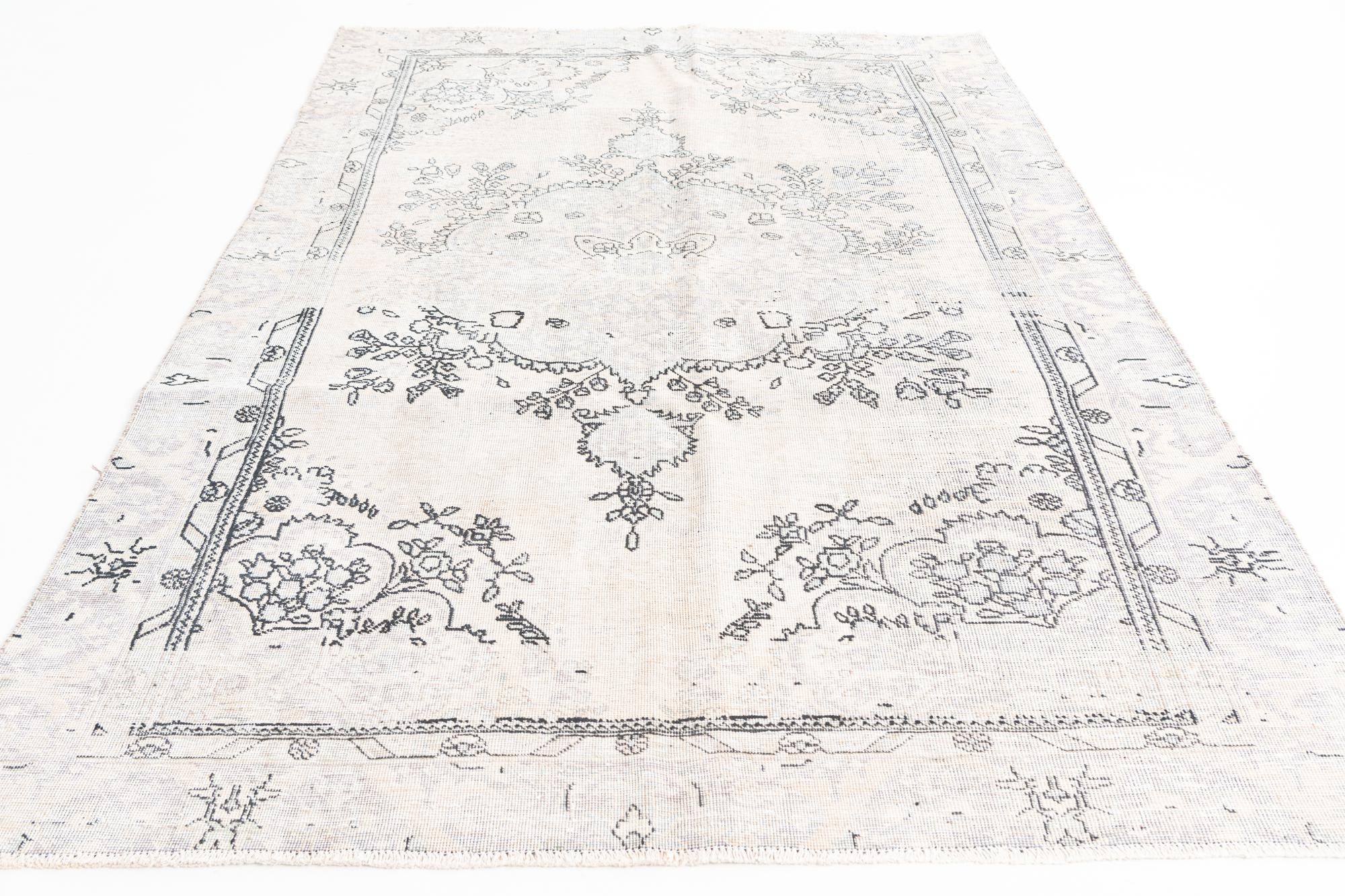 6' x 9' 5 Hand Knotted Ultra Vintage Persian Wool Rug