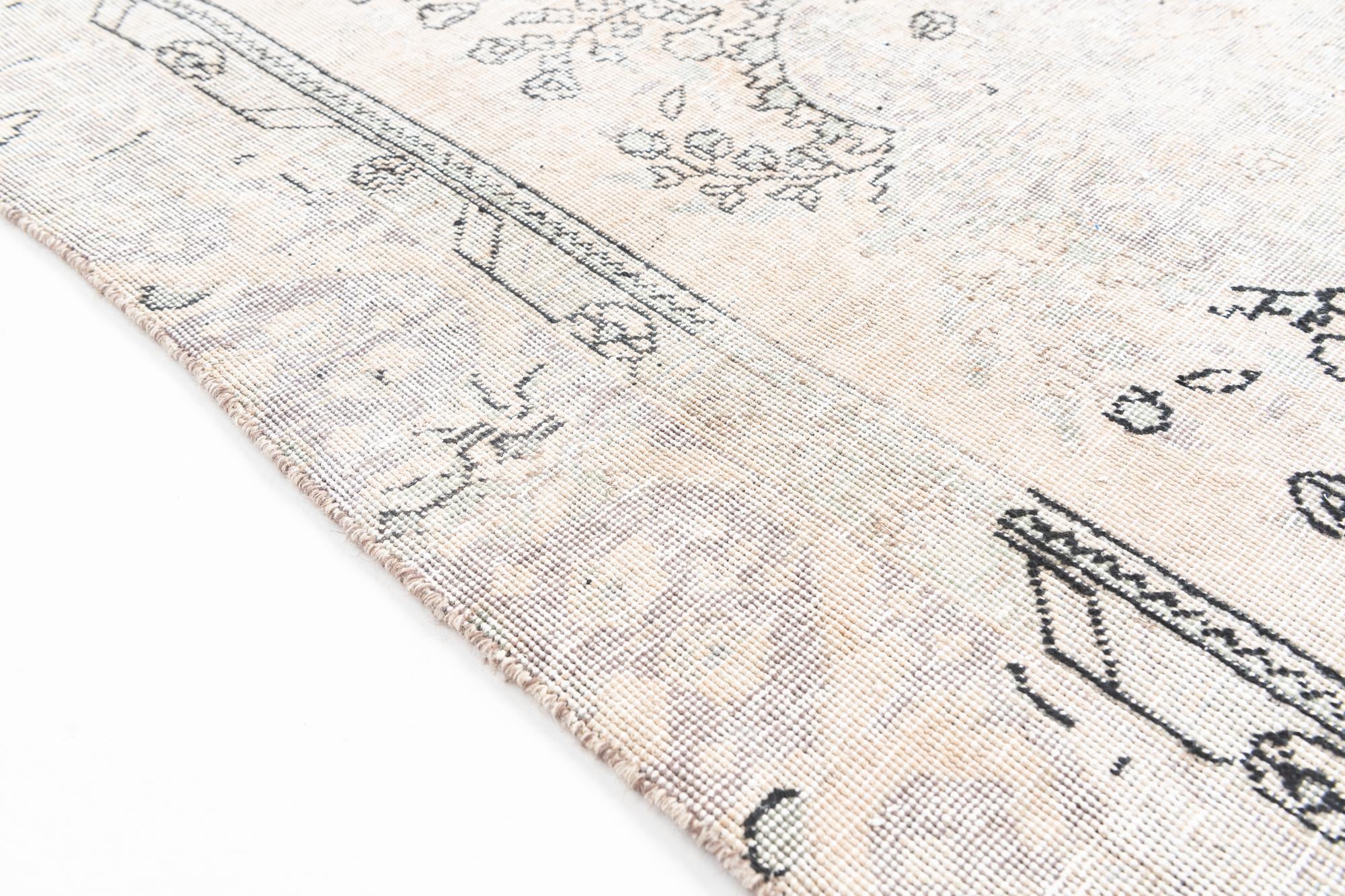 6' x 9' 5 Hand Knotted Ultra Vintage Persian Wool Rug