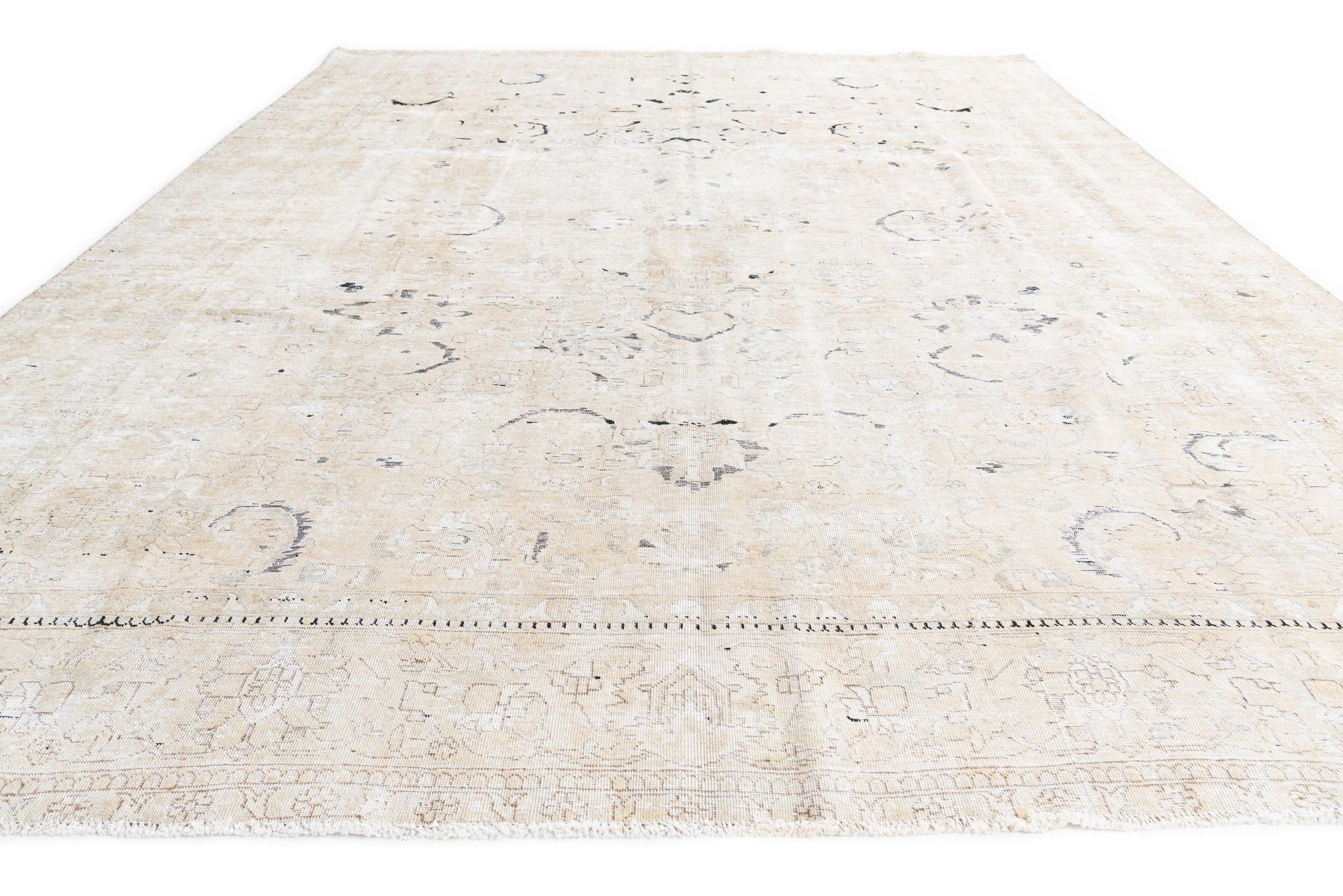10' x 12' 6 Hand Knotted Ultra Vintage Persian Wool Rug