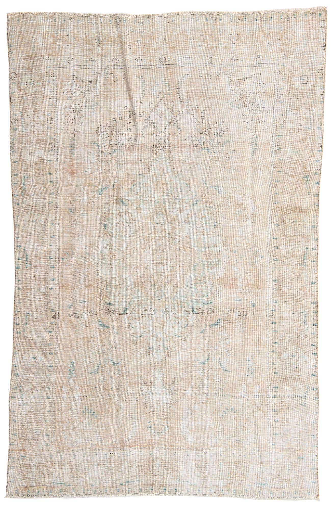6' 3 x 9' 8 Hand Knotted Ultra Vintage Persian Wool Rug
