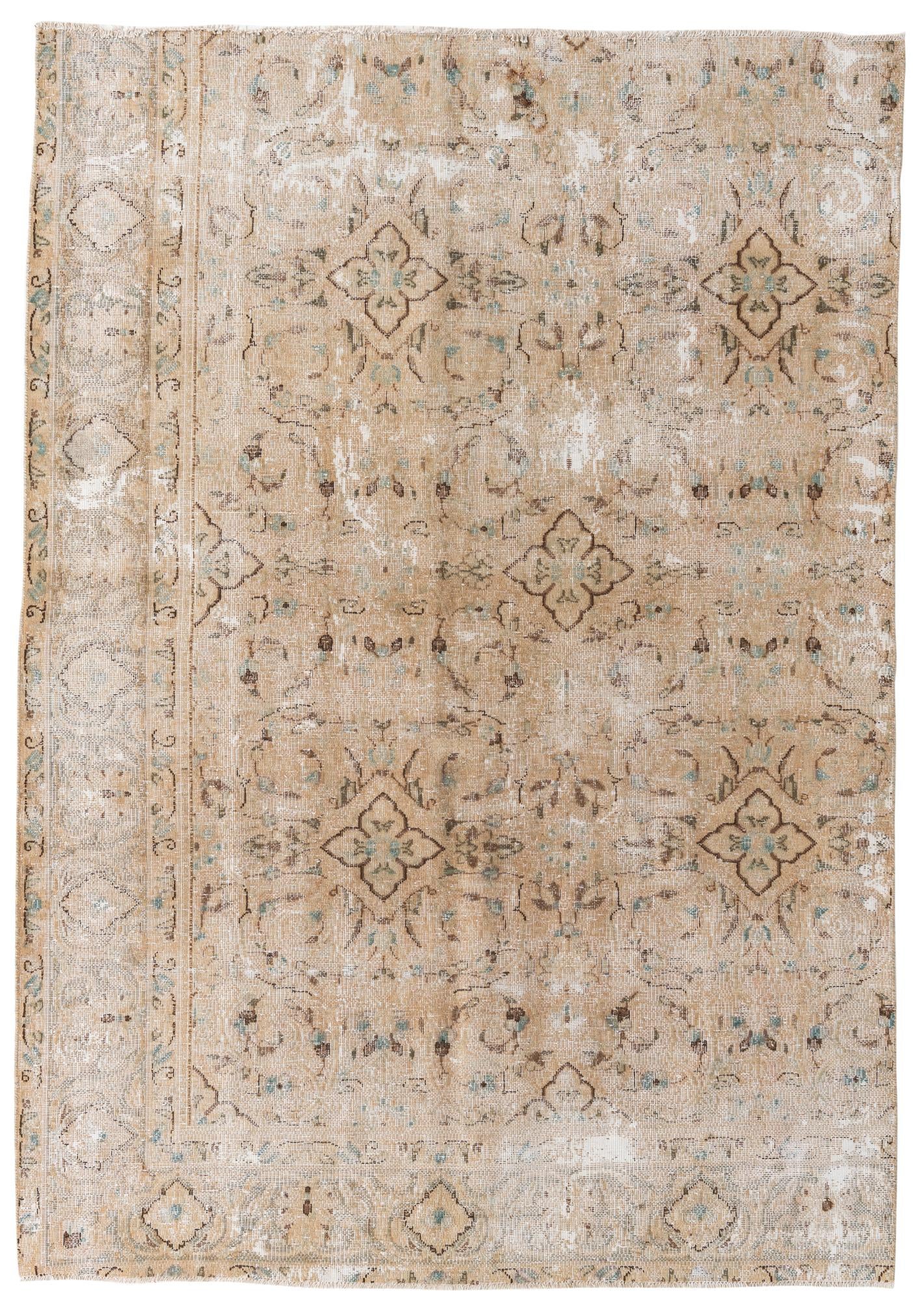 6' 4 x 9' Hand Knotted Ultra Vintage Persian Wool Rug