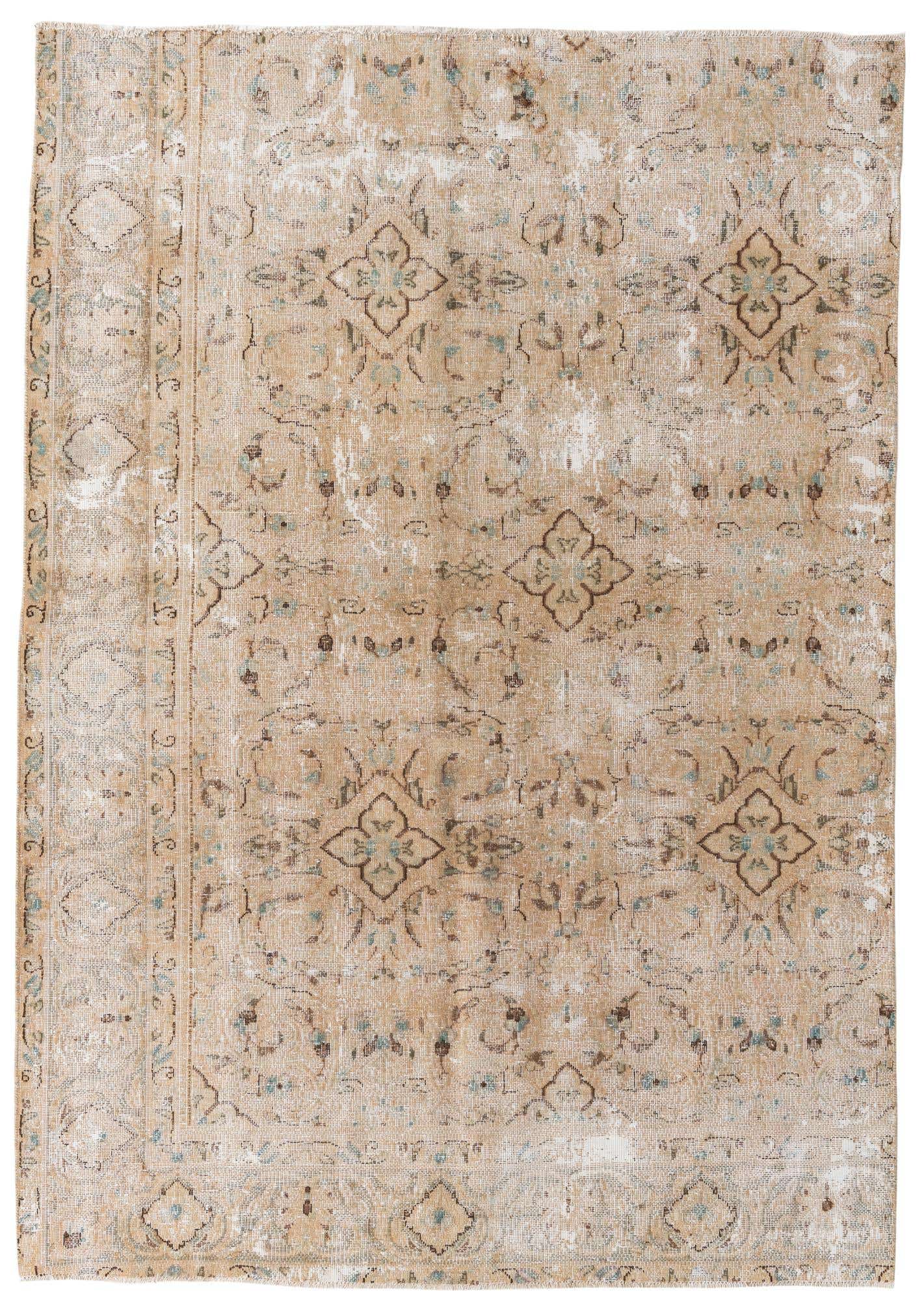 6' 4 x 9' Hand Knotted Ultra Vintage Persian Wool Rug