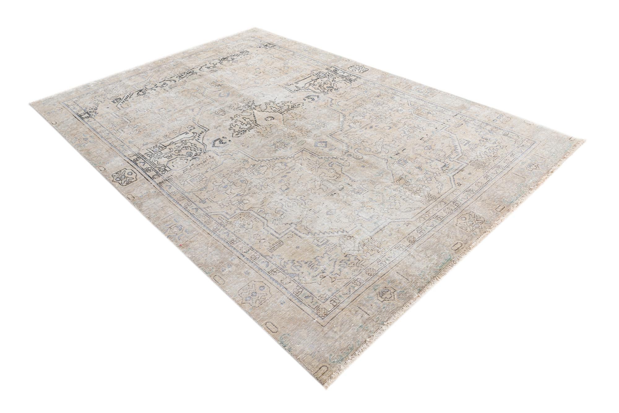 6' 1 x 8' 10 Hand Knotted Ultra Vintage Persian Wool Rug