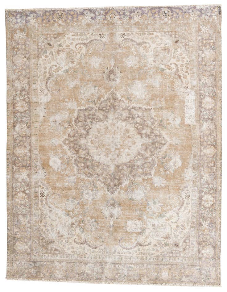 Detail image of 6' 8 x 9' 5 Hand Knotted Ultra Vintage Persian Wool Rug