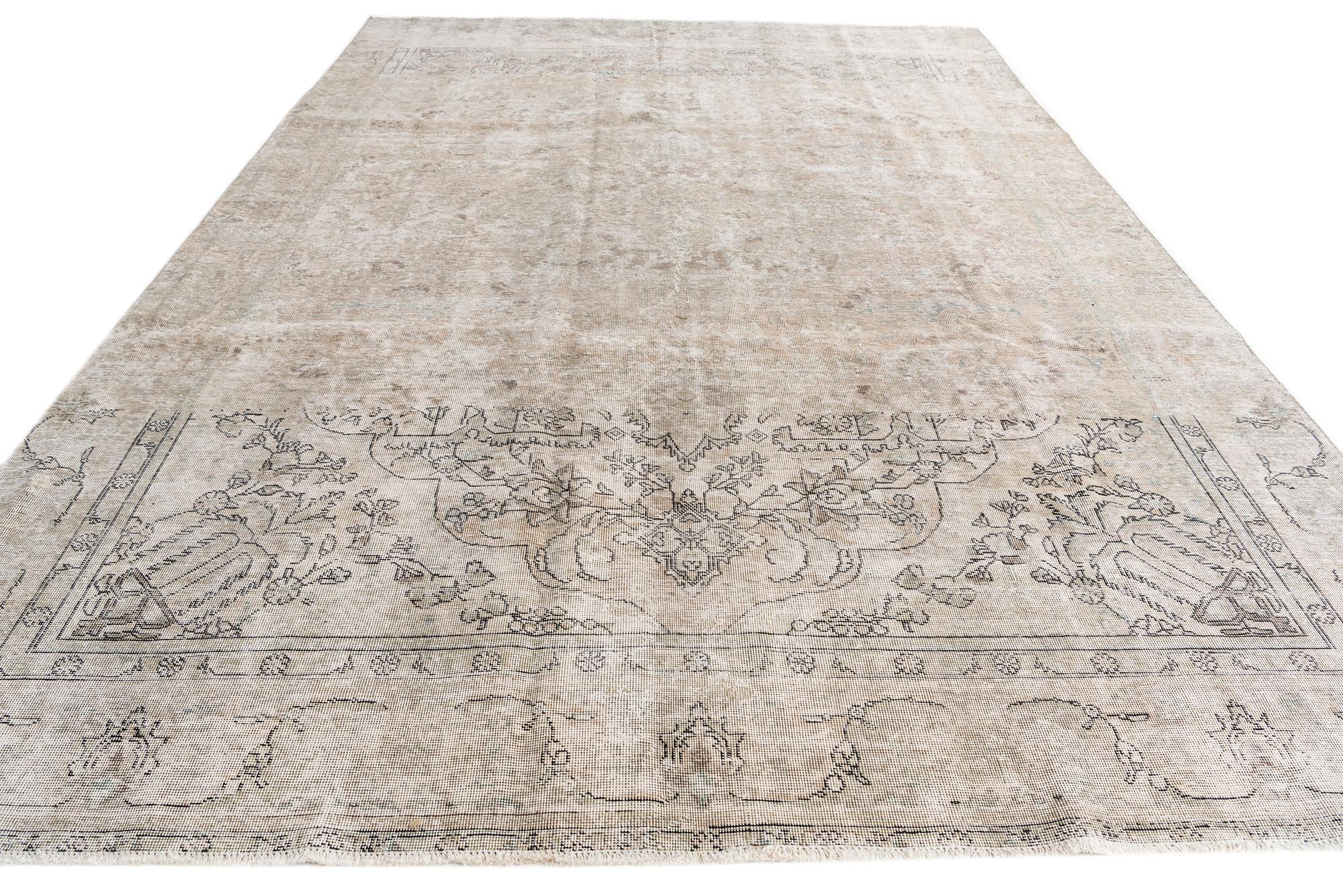 9' x 12' 9 Hand Knotted Ultra Vintage Persian Wool Rug