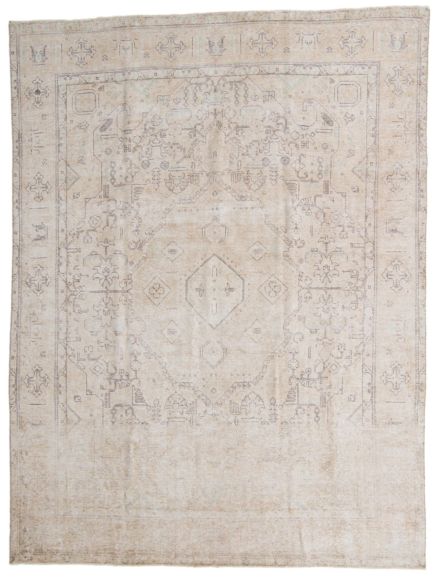 9' 7 x 12' 9 Hand Knotted Ultra Vintage Persian Wool Rug