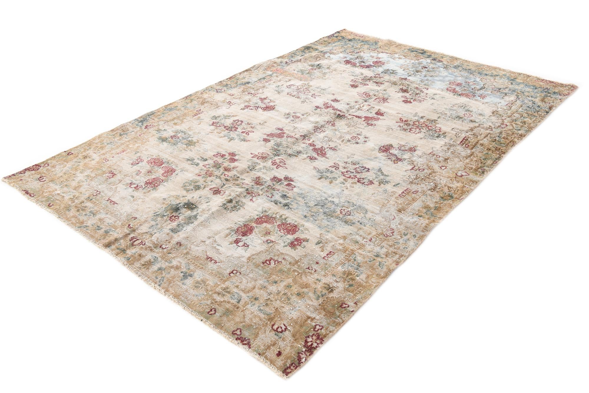 6' x 9' 3 Hand Knotted Ultra Vintage Persian Wool Rug