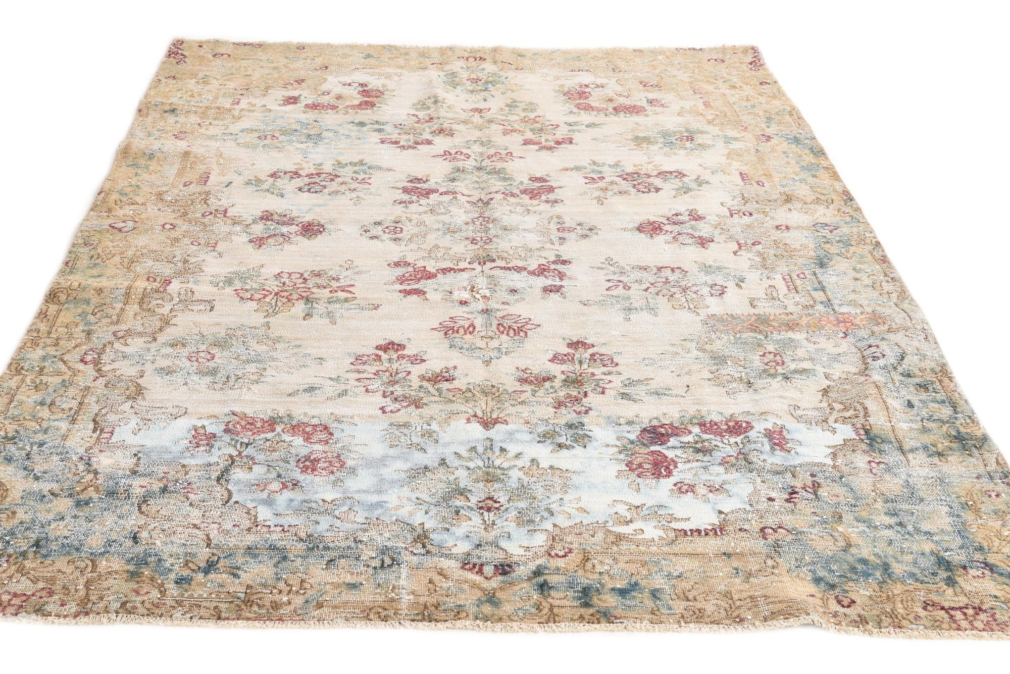 6' x 9' 3 Hand Knotted Ultra Vintage Persian Wool Rug