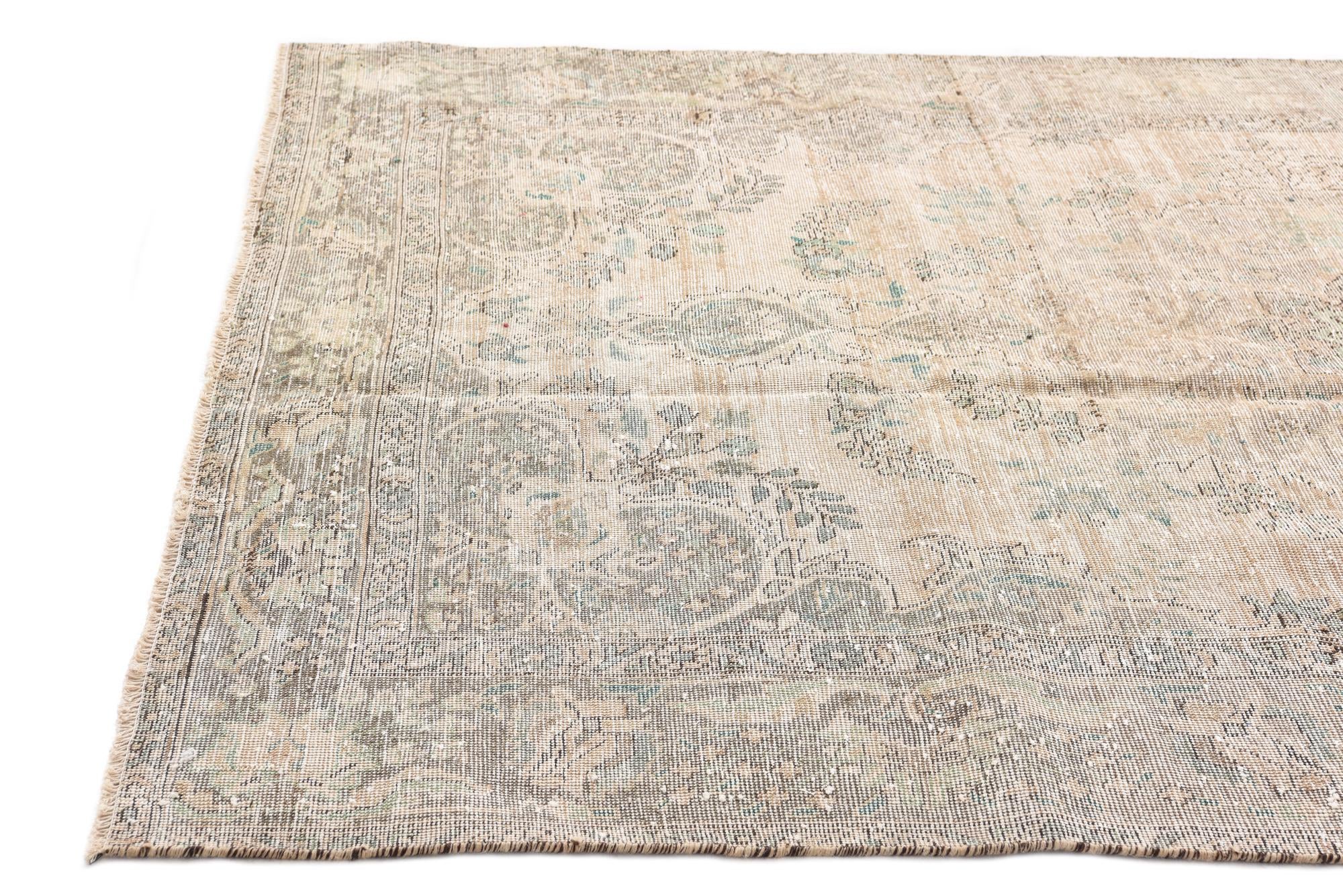6' 5 x 9' 8 Hand Knotted Ultra Vintage Persian Wool Rug