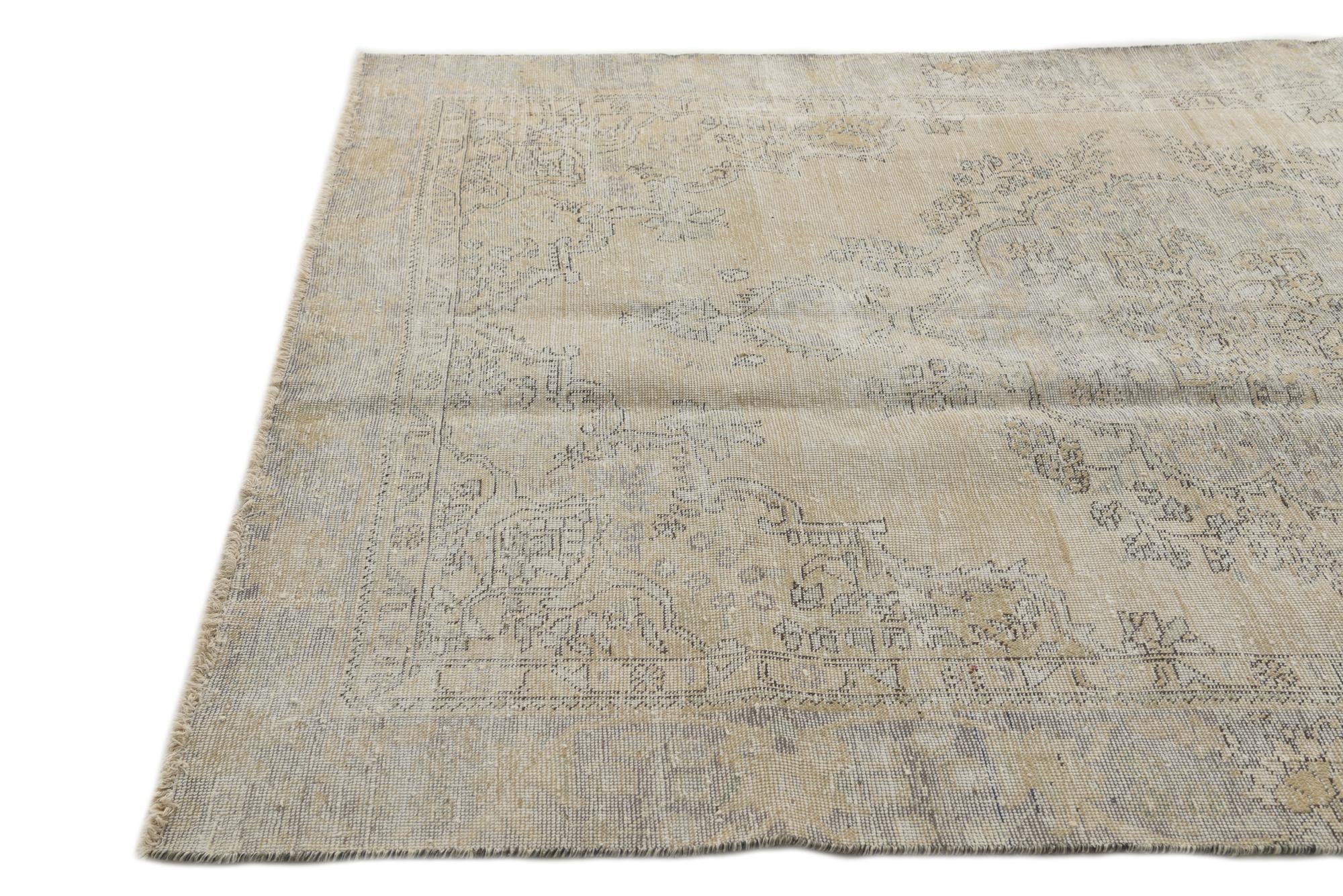 6' 1 x 8' 10 Hand Knotted Ultra Vintage Persian Wool Rug