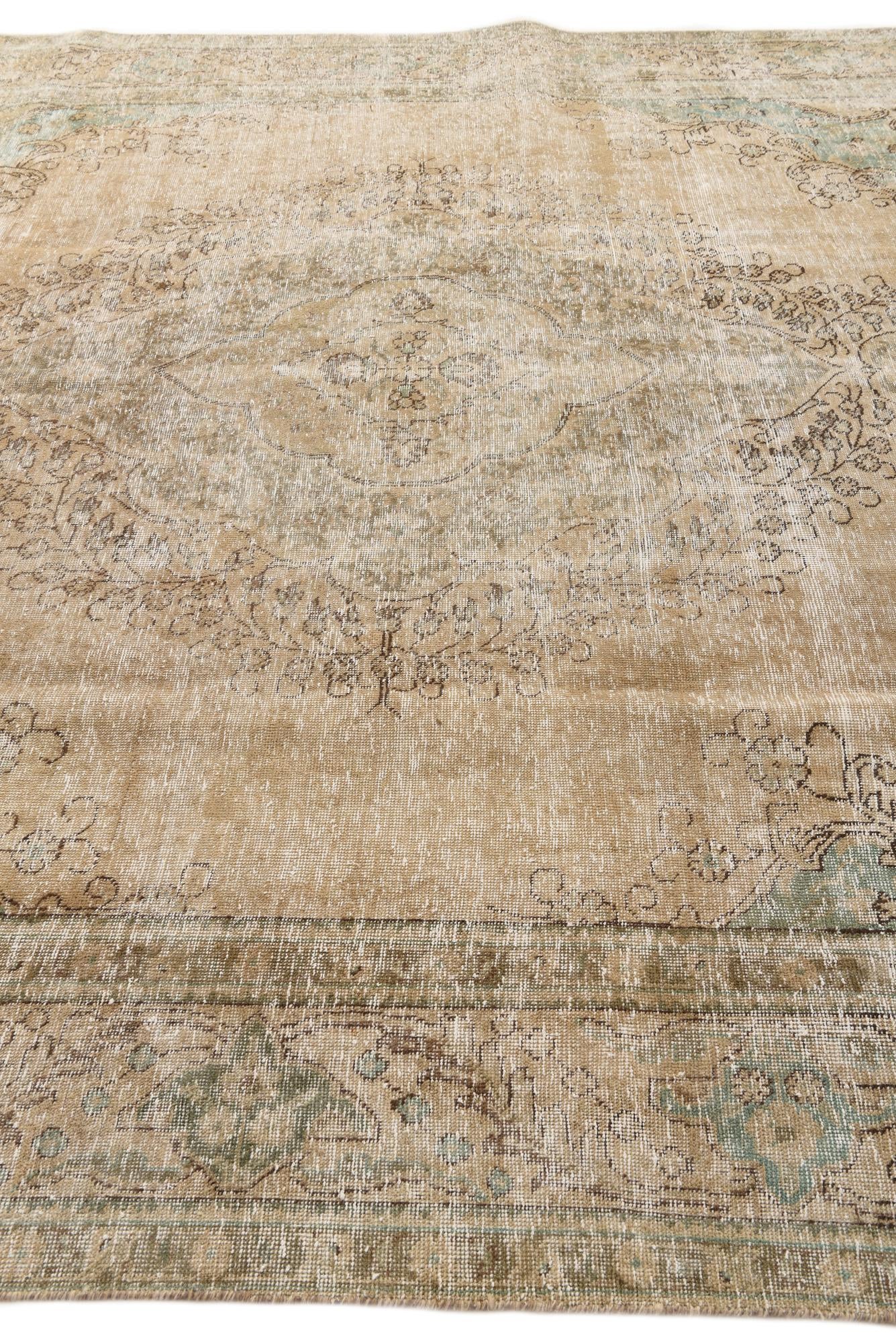 9' 8 x 12' 9 Hand Knotted Ultra Vintage Persian Wool Rug