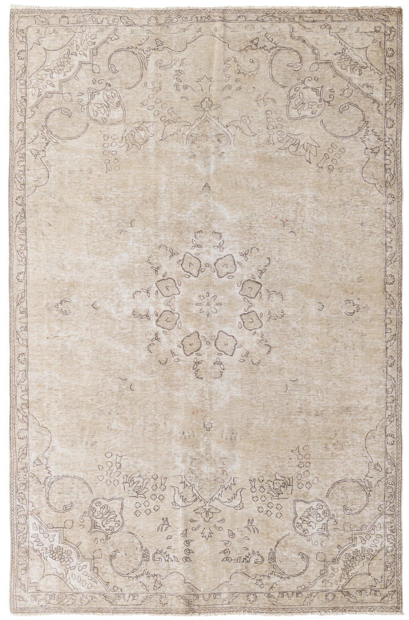 6' 1 x 9' 4 Hand Knotted Ultra Vintage Persian Wool Rug